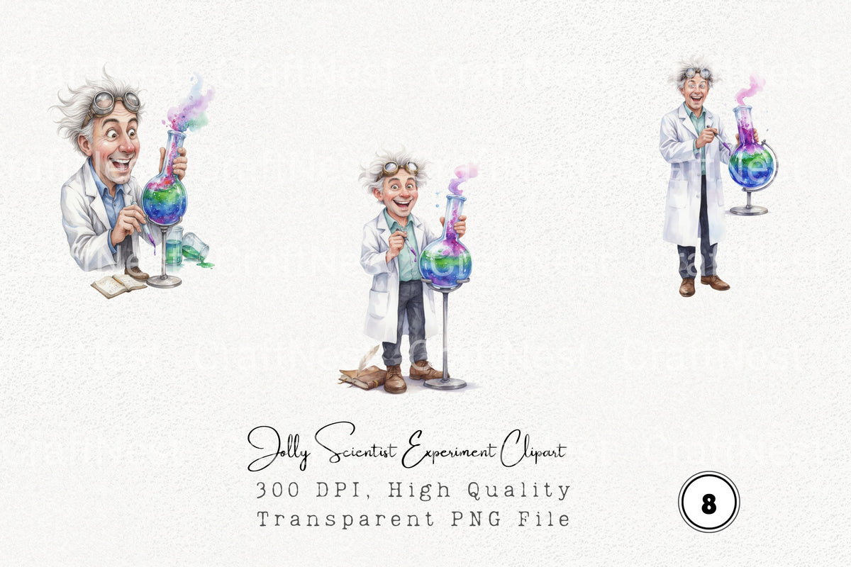 Jolly Scientist Experiment Clipart Bundle