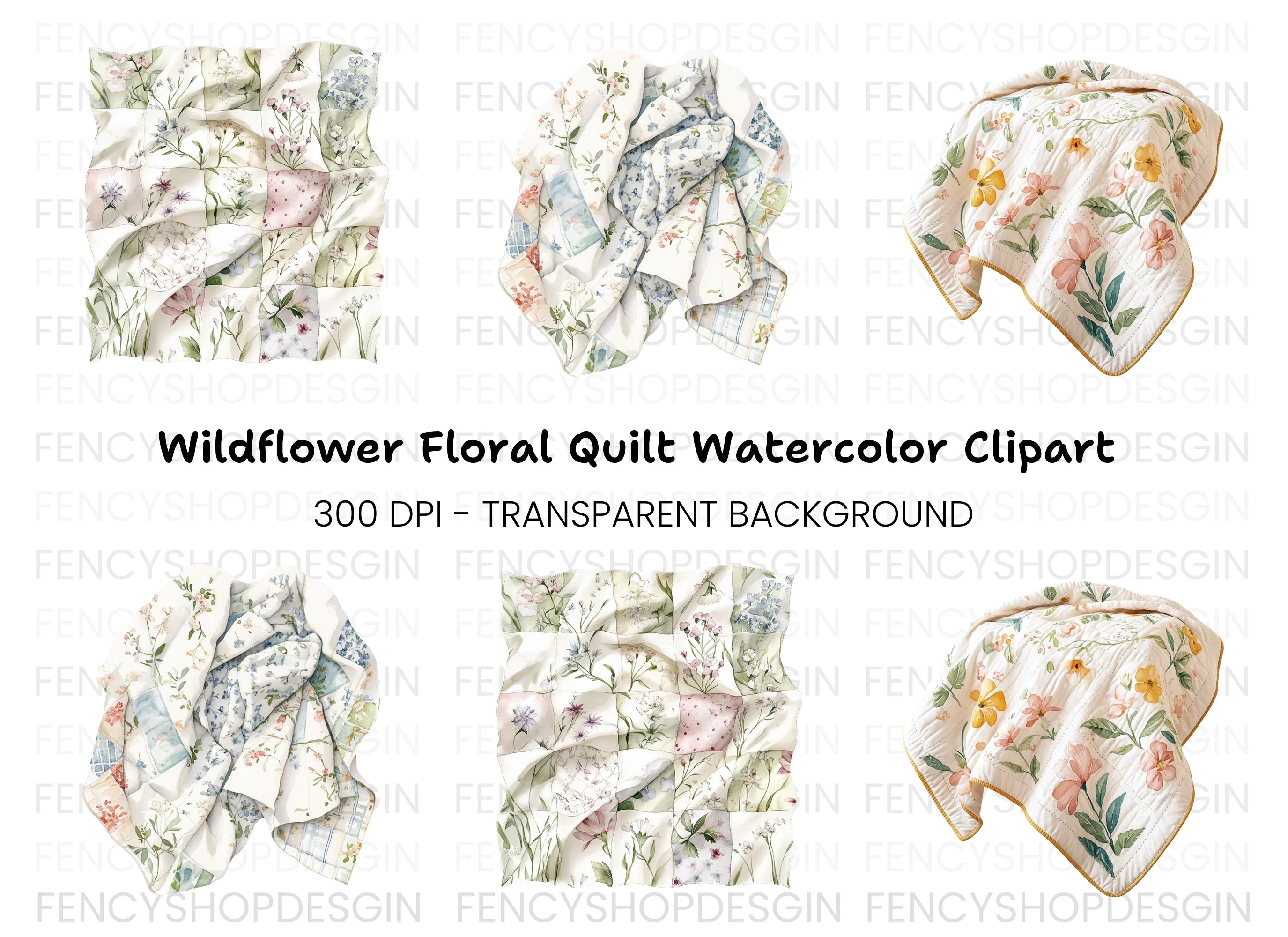 Floral Quilt Clipart Bundle