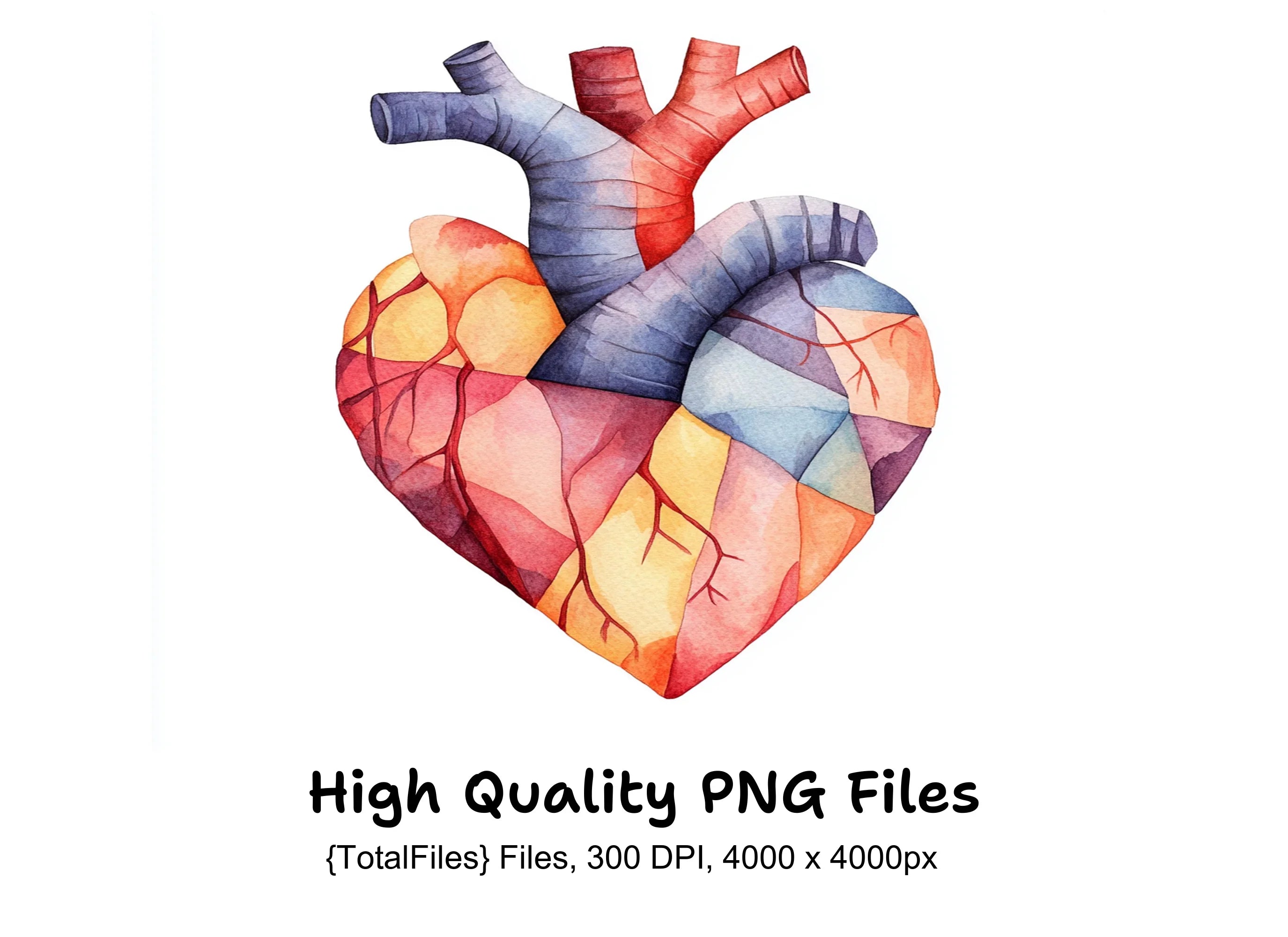 Geometric Human Heart Clipart Bundle