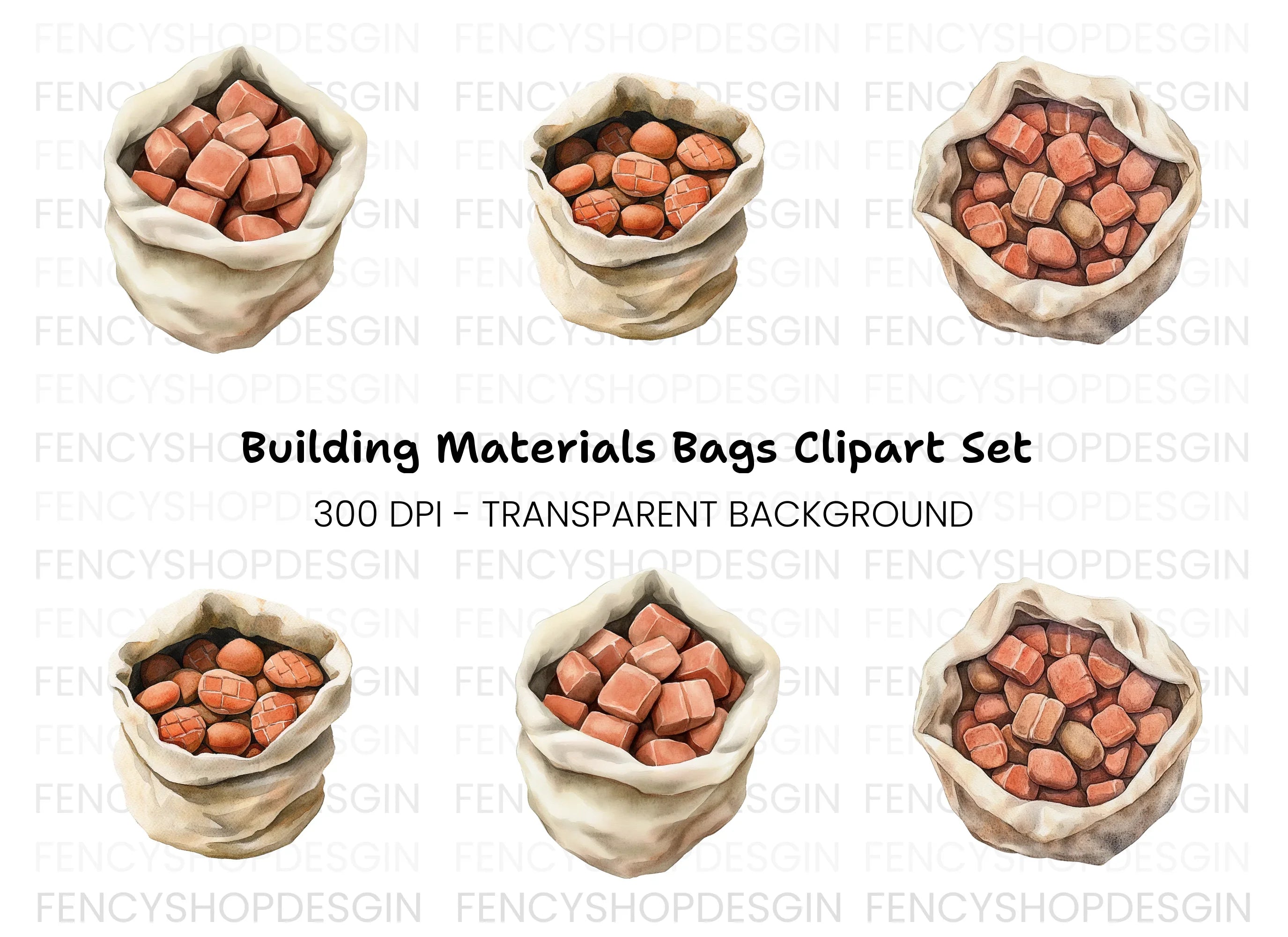Rustic Clay Bricks and Stones Clipart Bundle