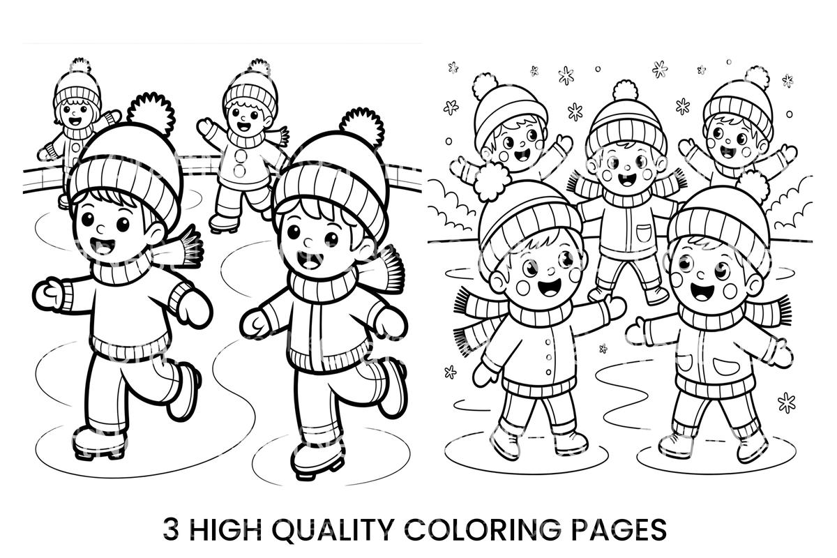 Happy Kids Ice Skating Coloring Books