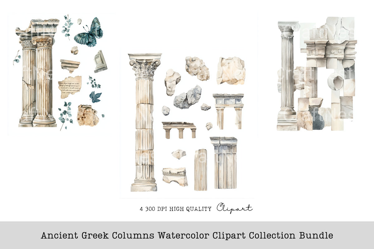 Ancient Greek Columns Clipart Bundle