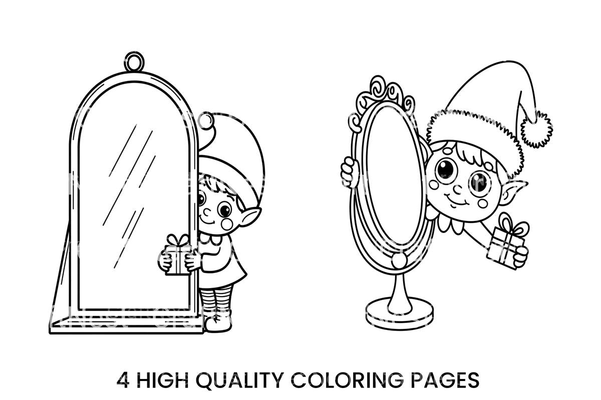 Cute Elf with Mirrors Coloring Books