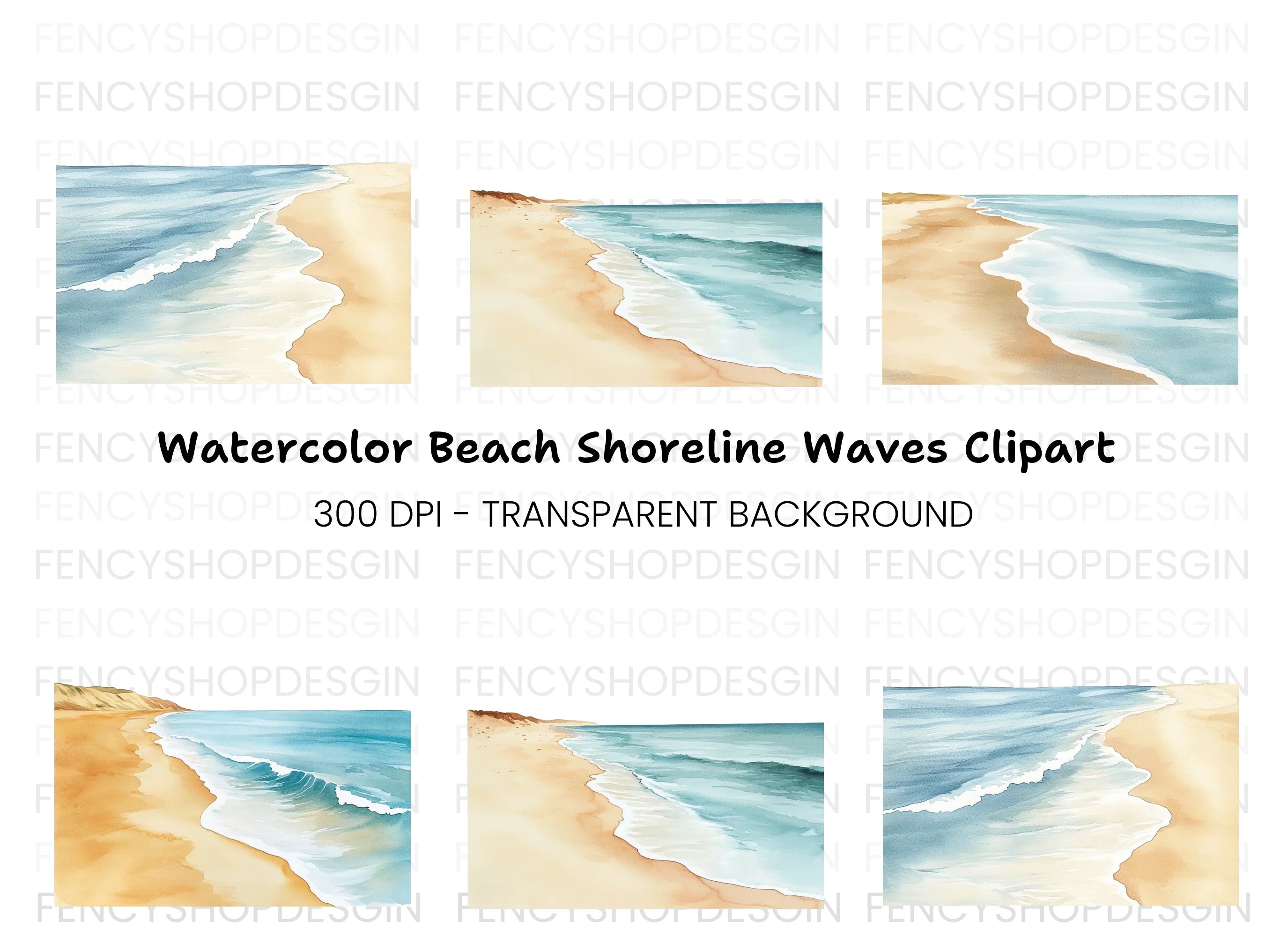Beach and Ocean Landscape Clipart Bundle