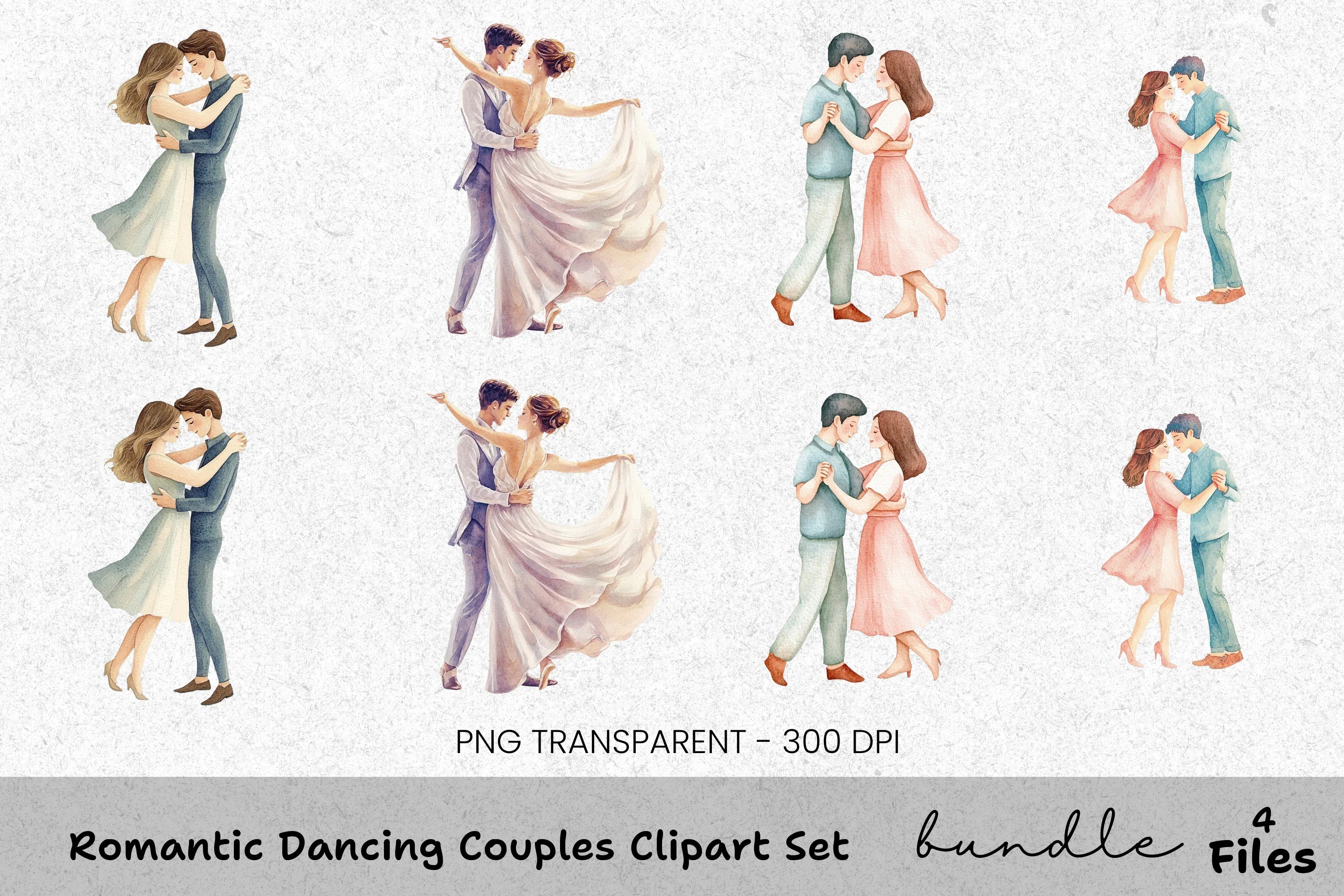 Romantic Dancing Couples Clipart Bundle