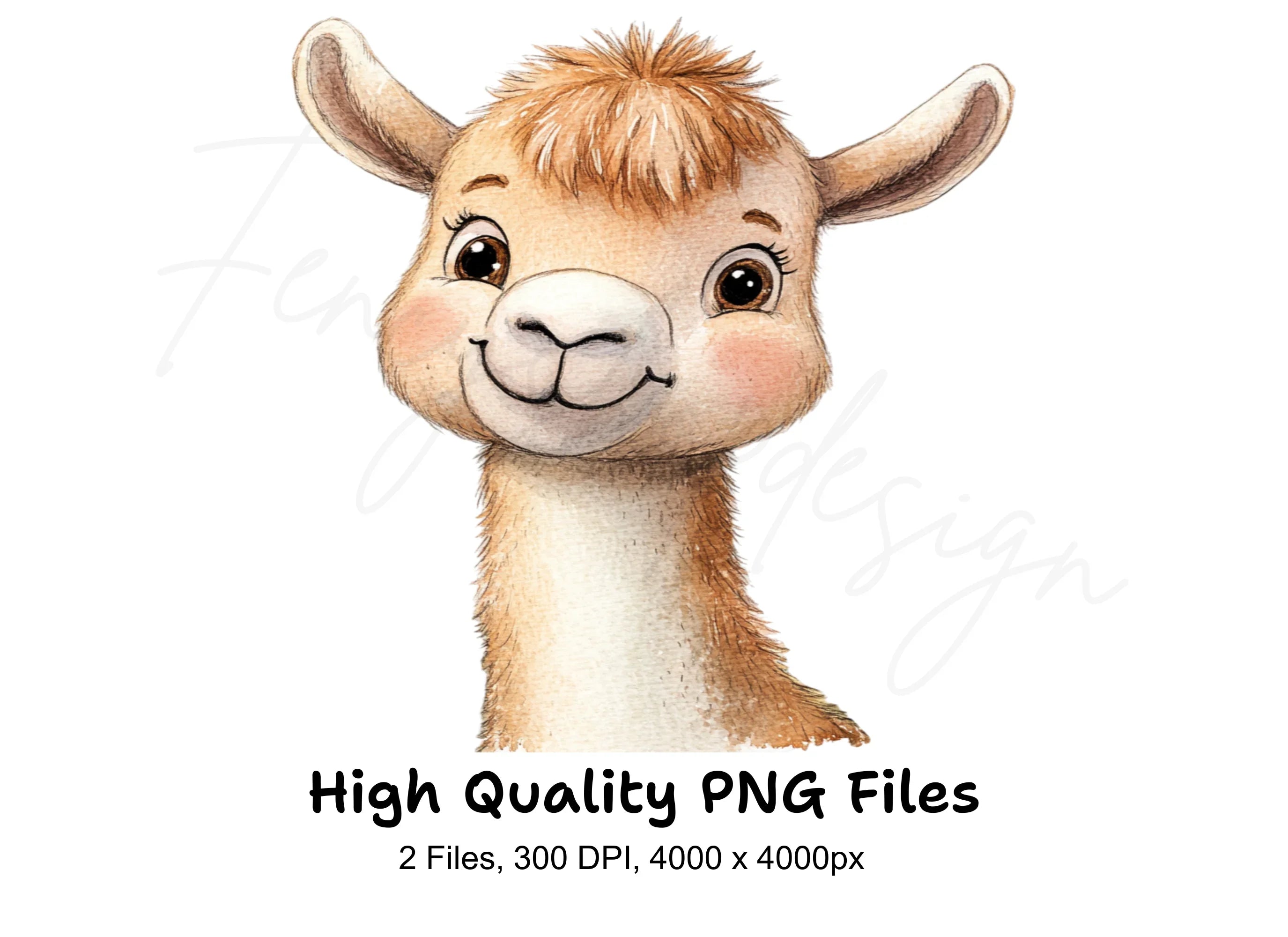 Cute Llama Faces Clipart Bundle