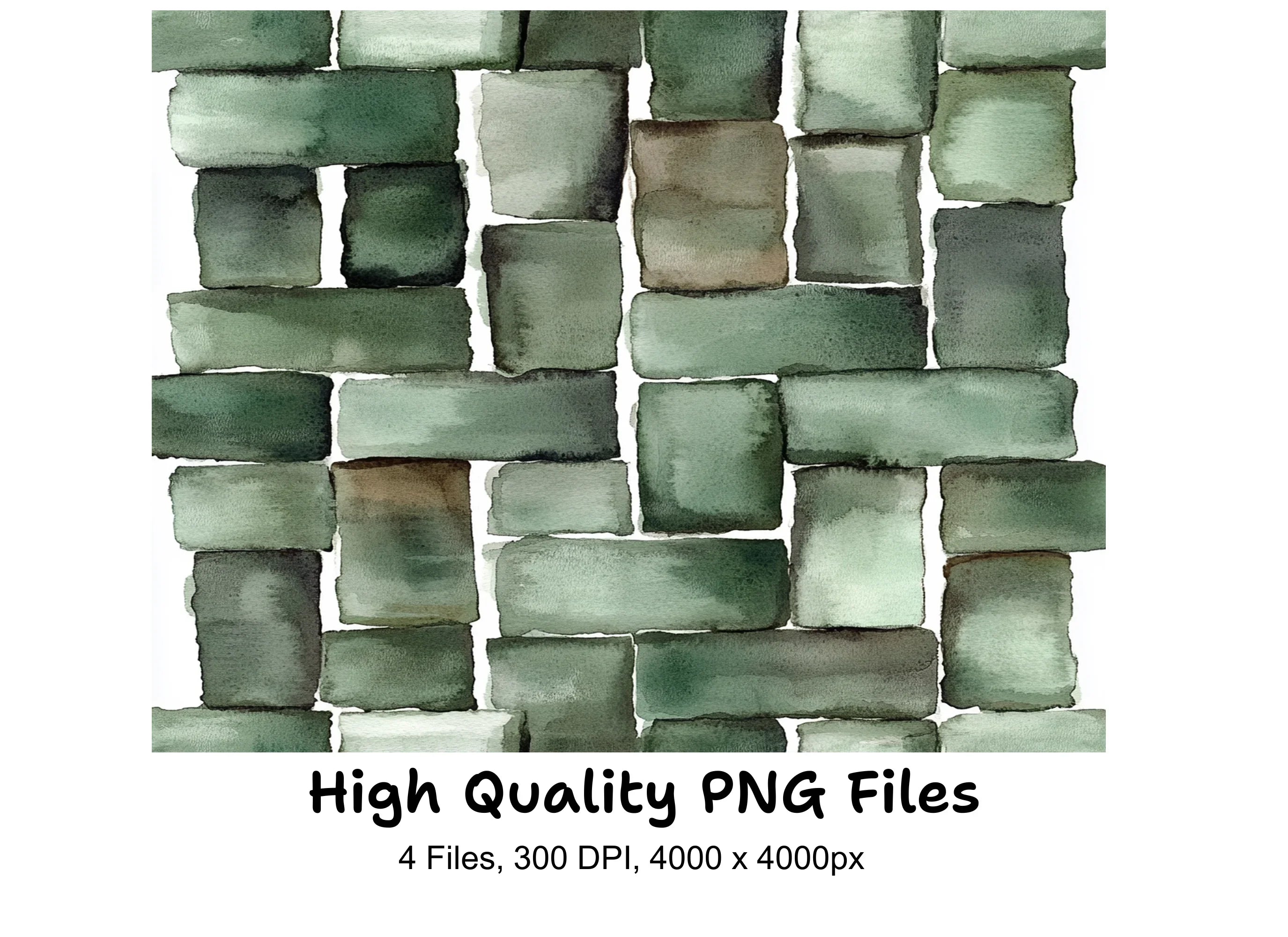 Seamless Green Brick Wall Clipart Bundle