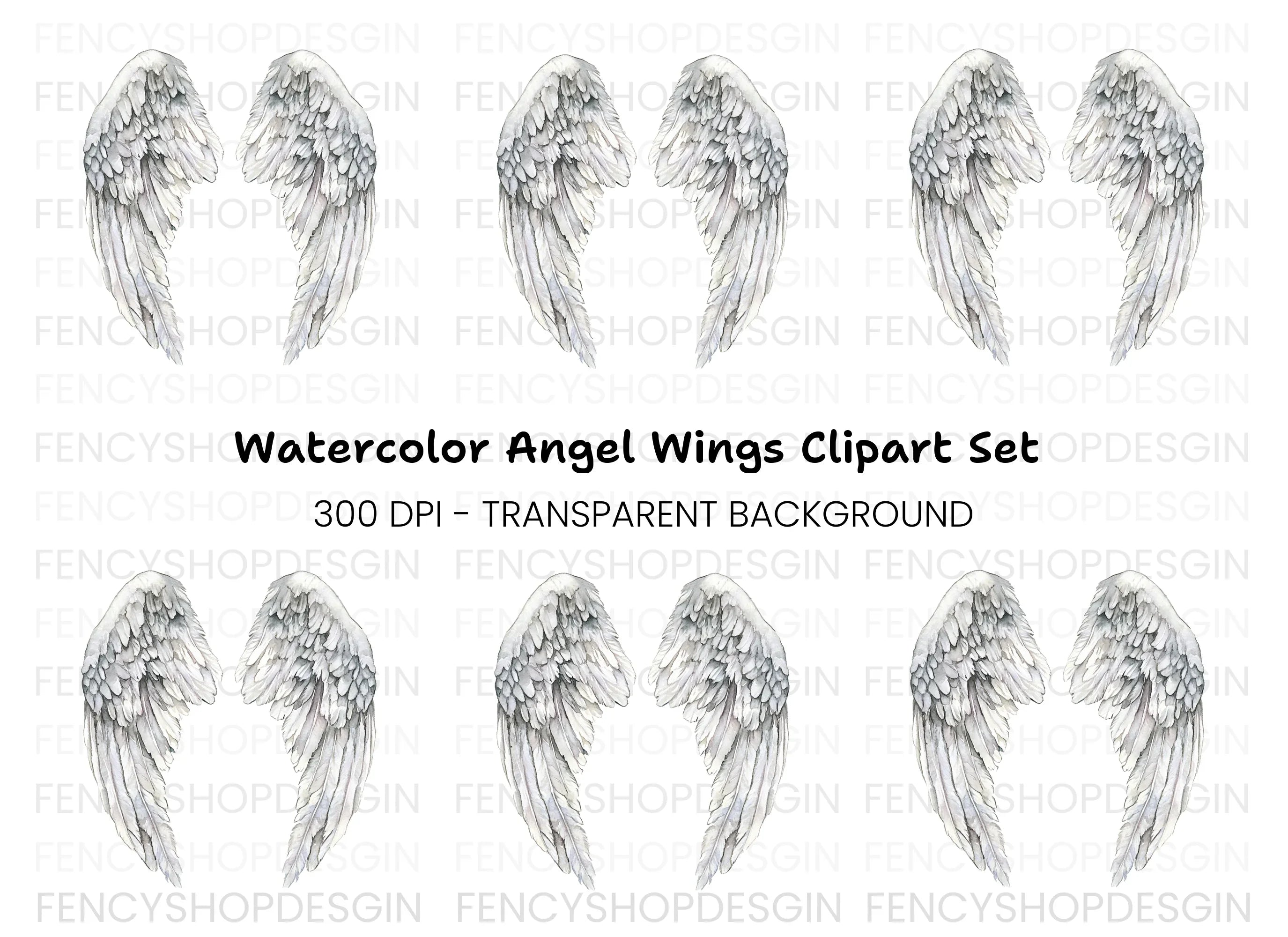 Elegant White Angel Wings Clipart Bundle