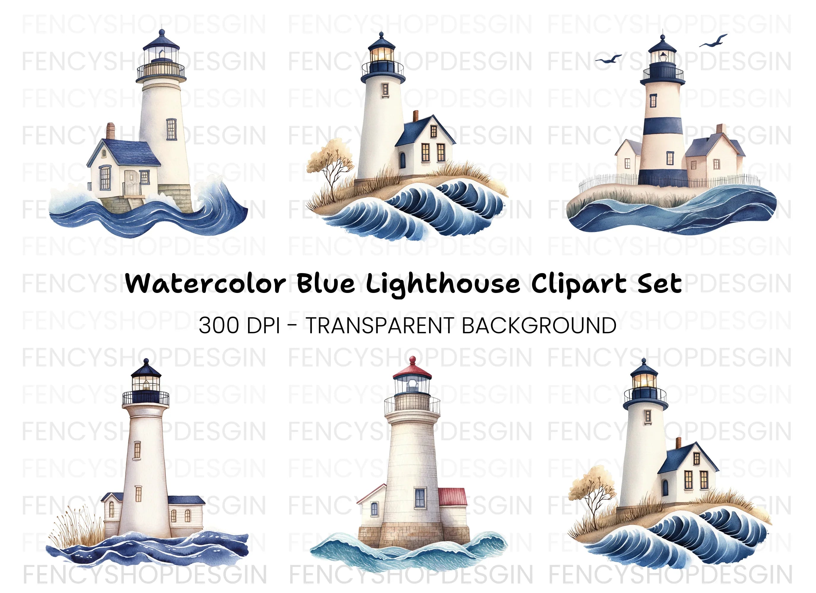 Nautical Lighthouse Clipart Bundle
