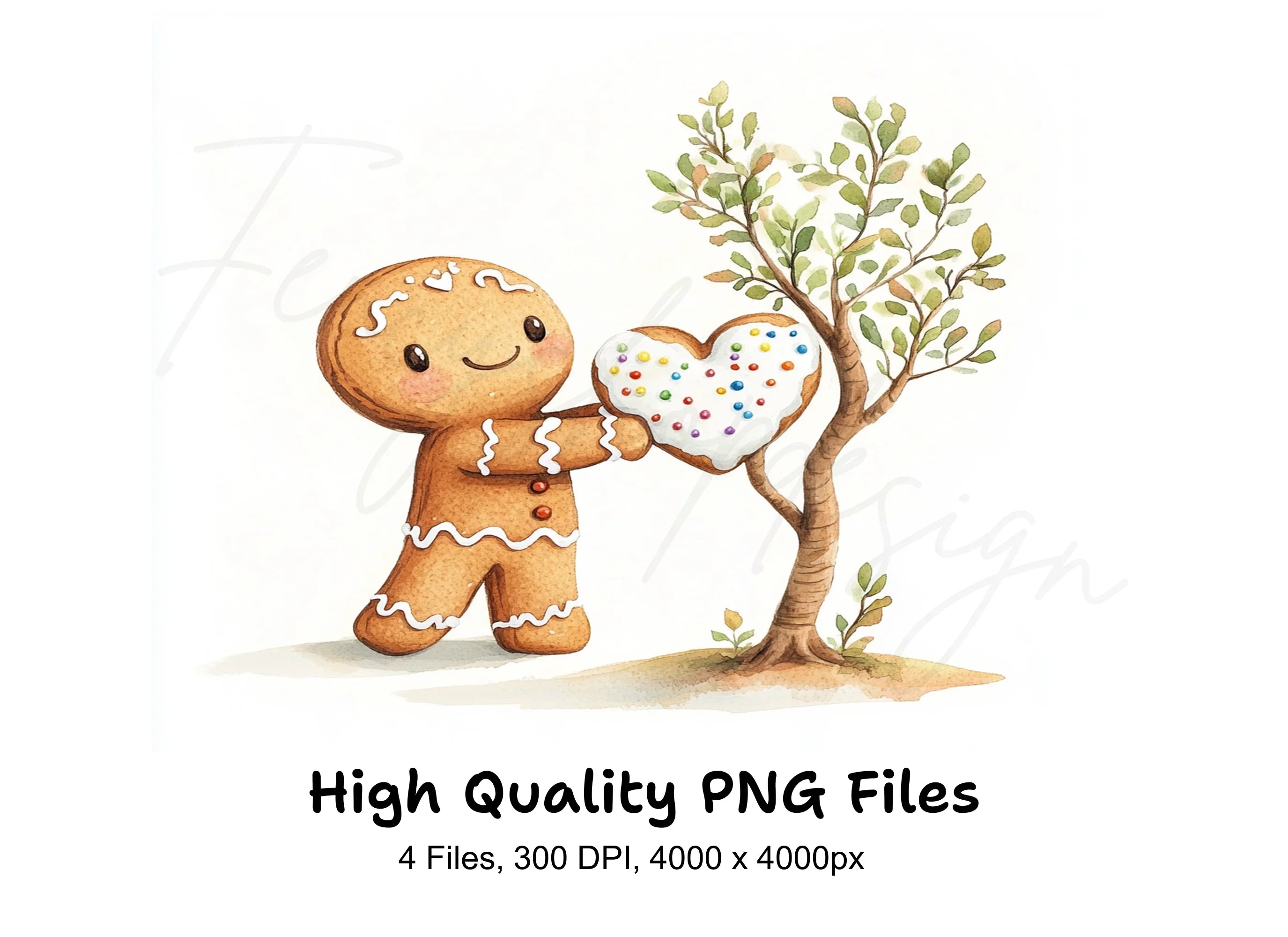 Gingerbread Man Heart Tree Clipart Bundle