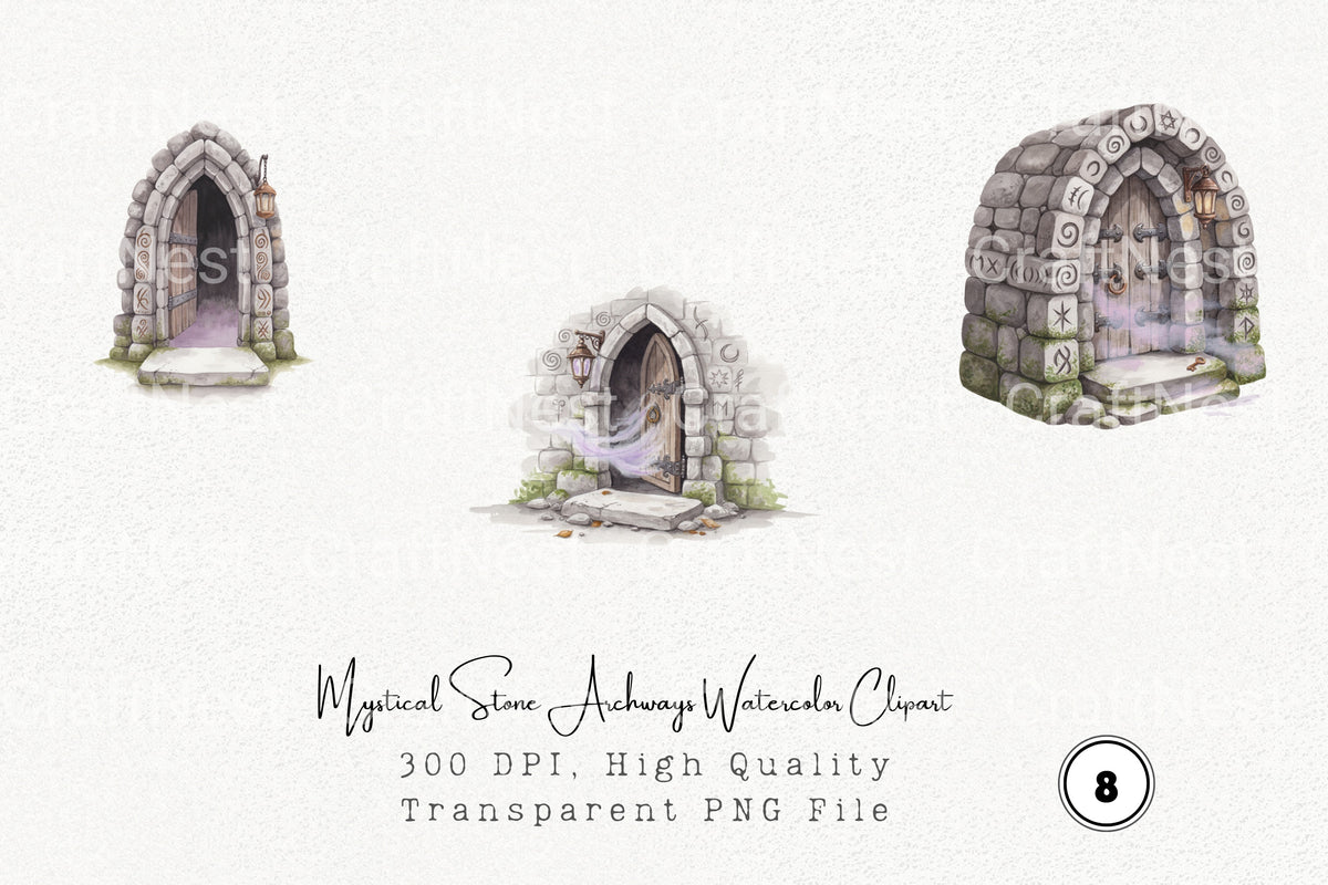 Mystical Stone Archways Clipart Bundle