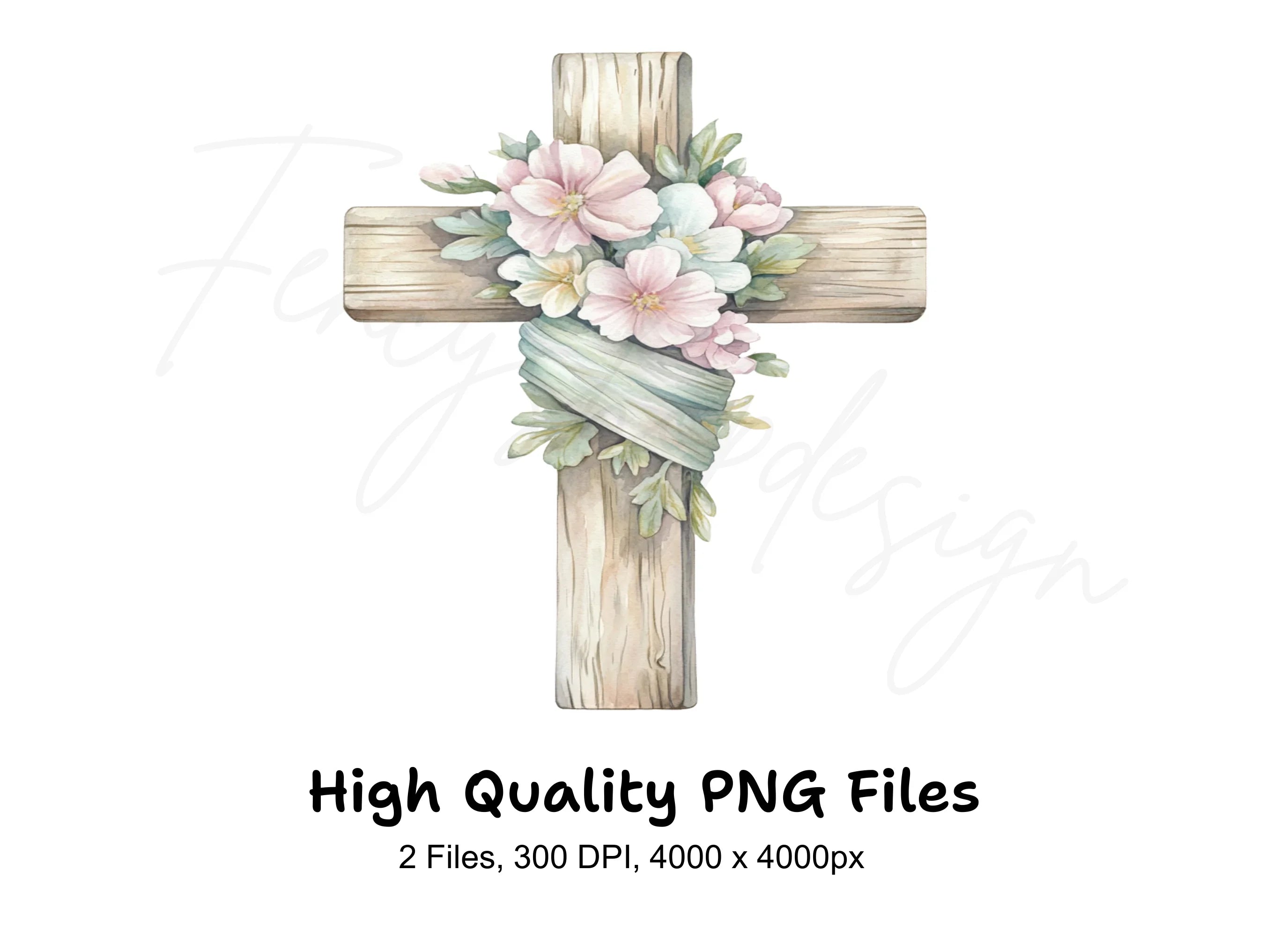 Floral Wooden Crosses Clipart Bundle