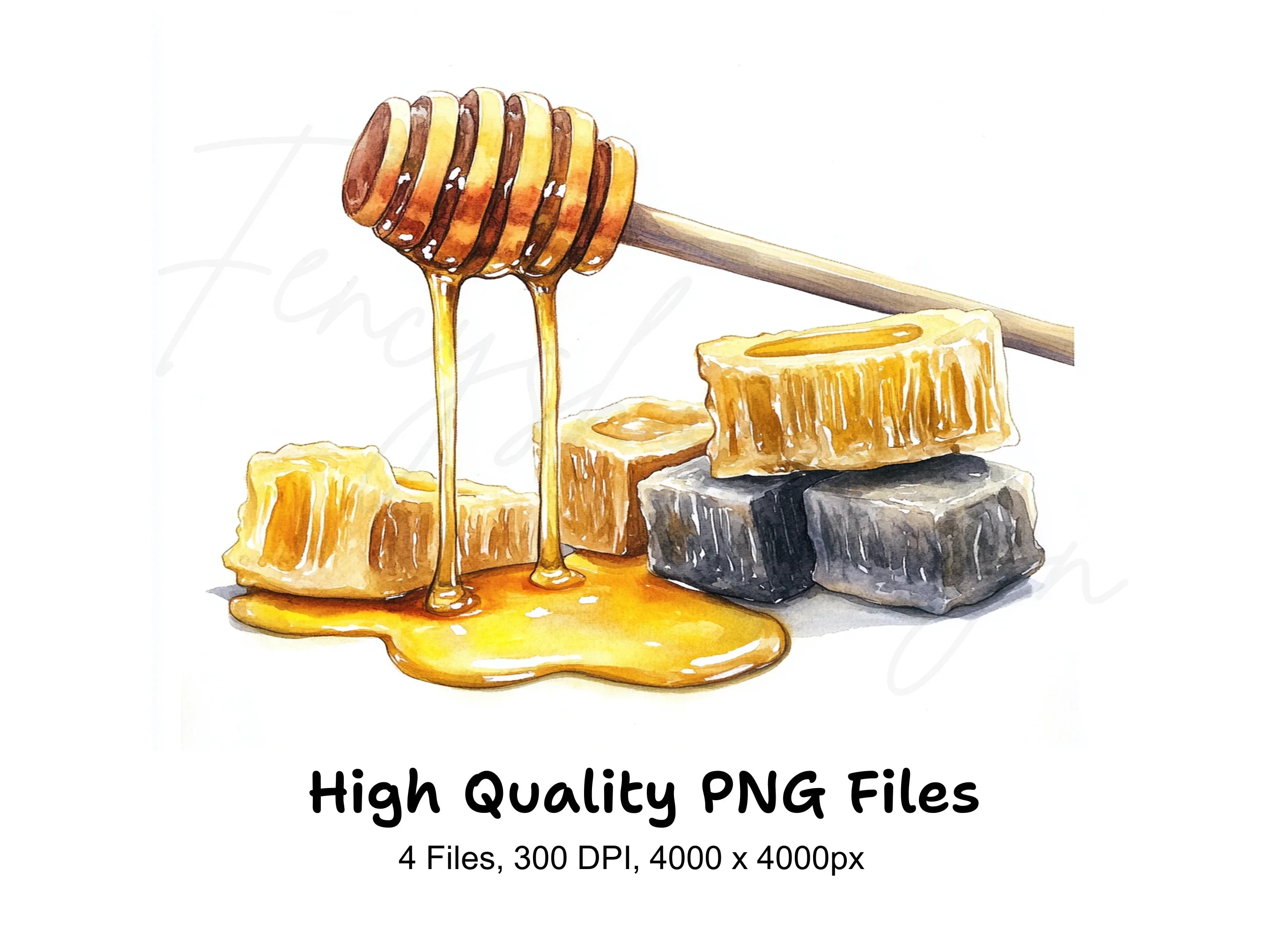 Honey Dipper Comb Clipart Bundle