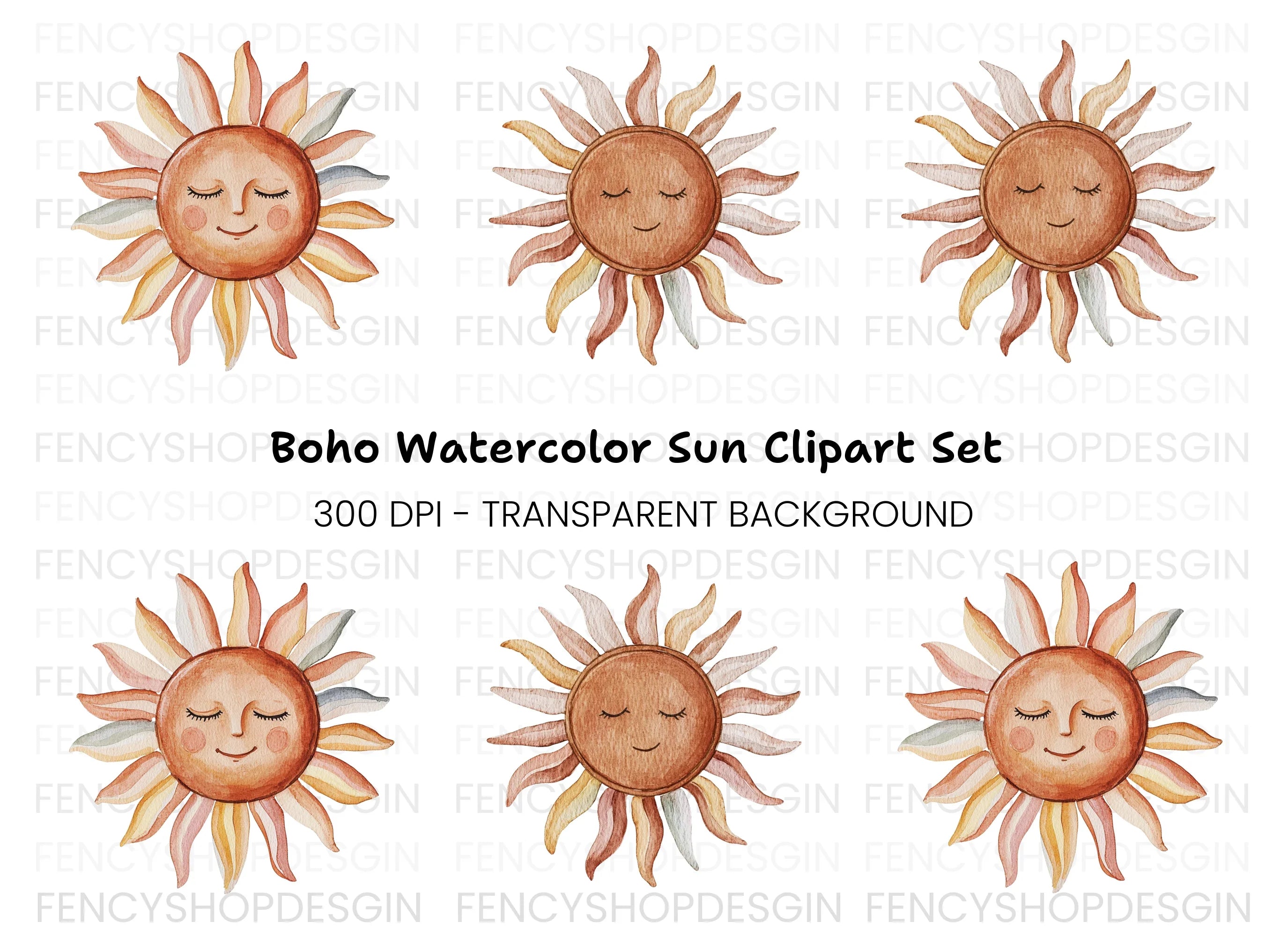 Boho Sun Clipart Bundle