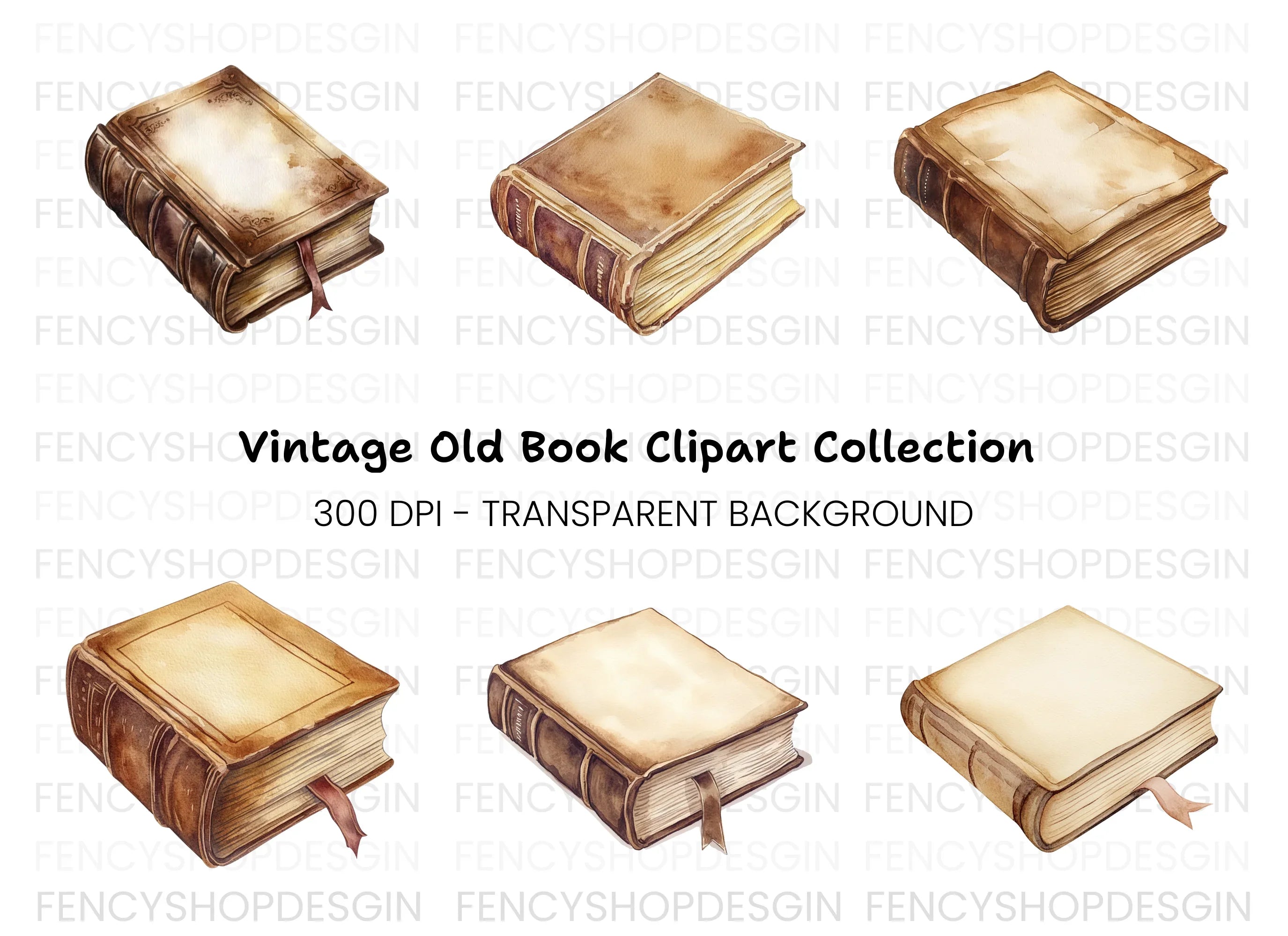 Vintage Old Books Clipart Bundle