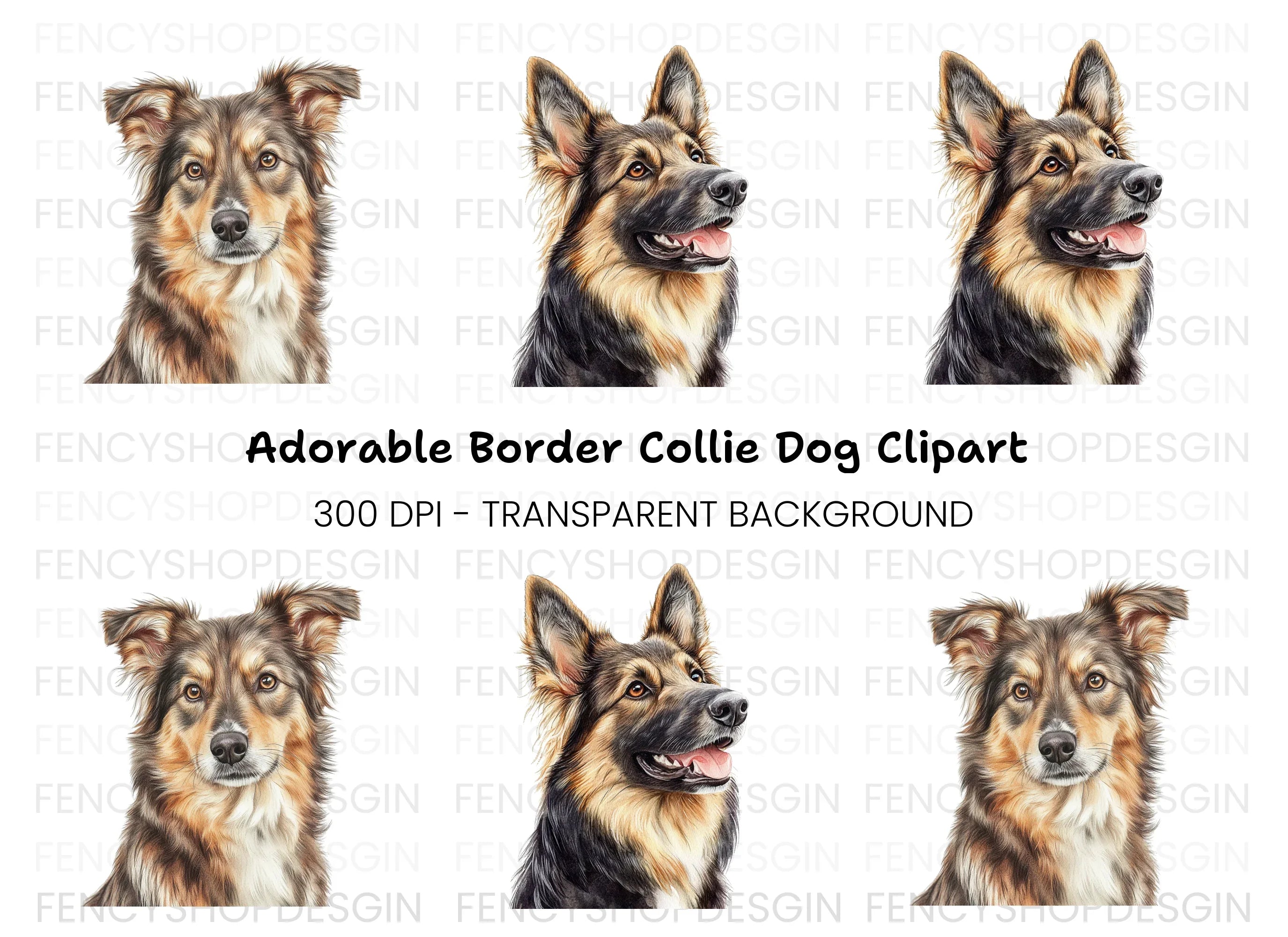 Border Collie German Shepherd Clipart Bundle