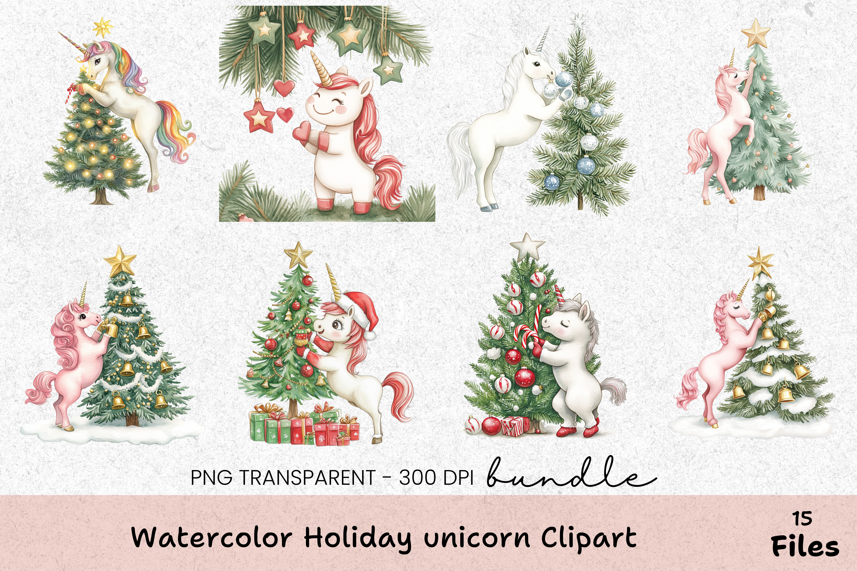 Holiday Unicorn Clipart Bundle