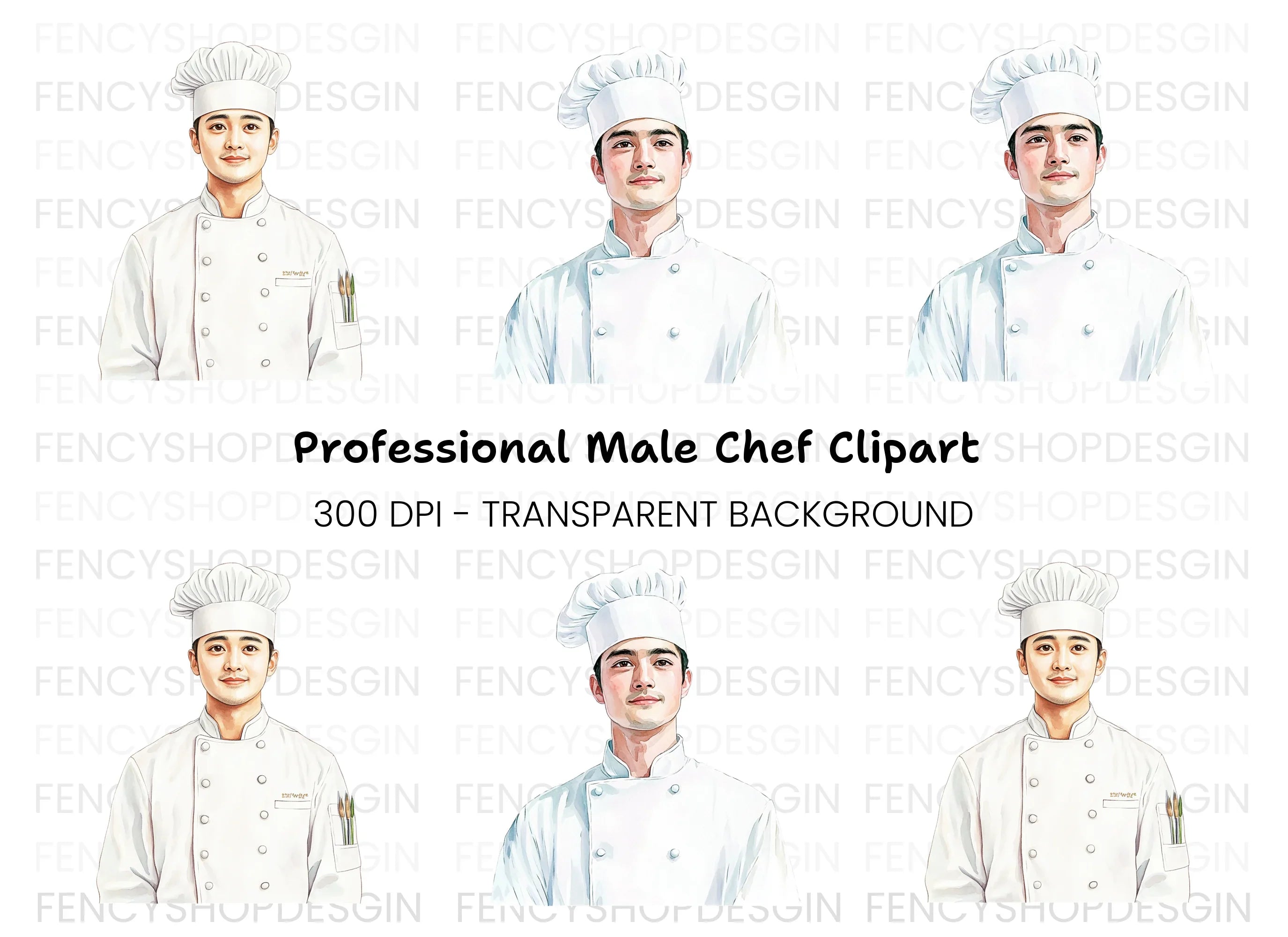 Male Chef Portrait Clipart Bundle