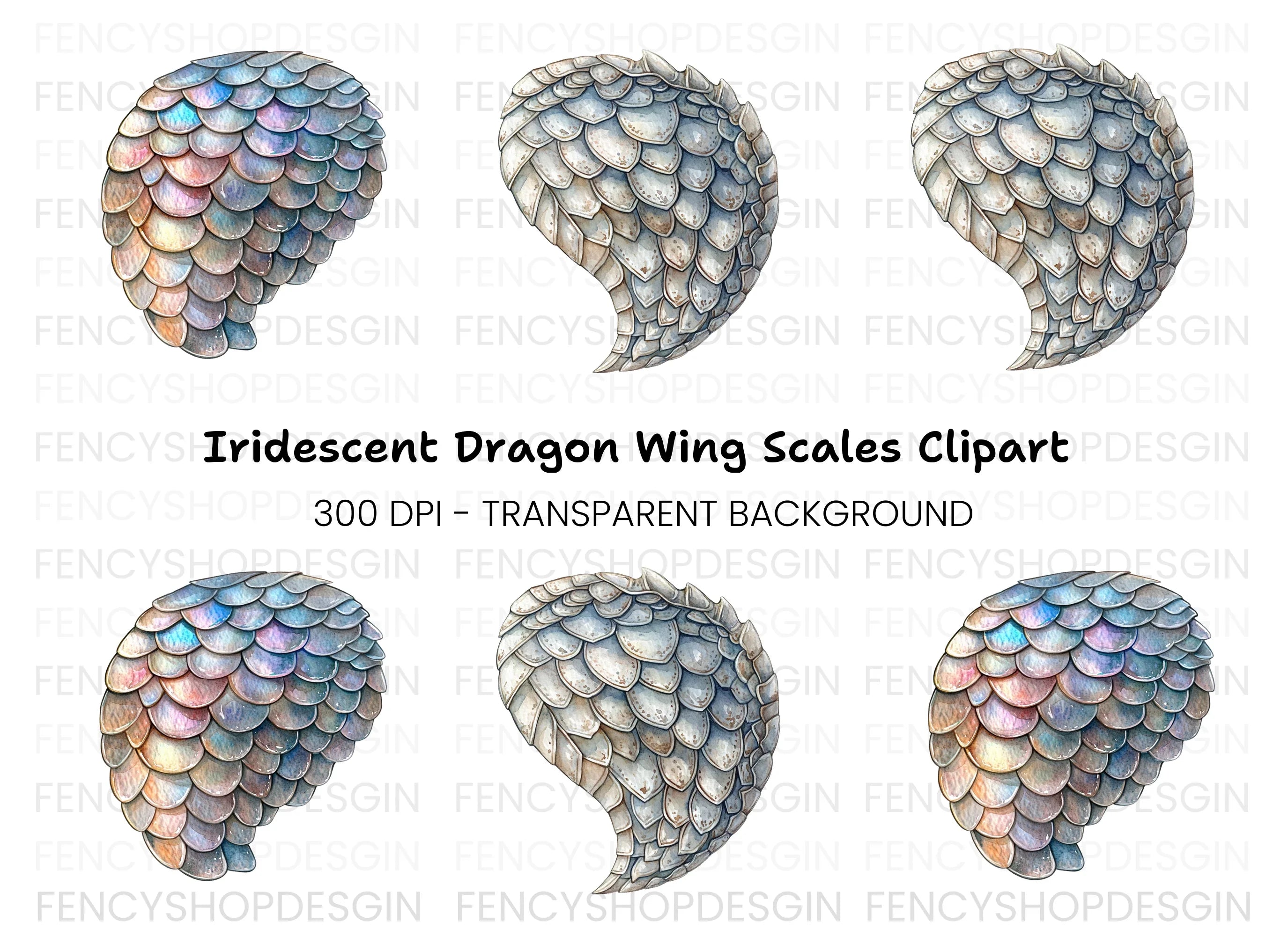 Shimmering Dragon Scale Textures Clipart Bundle