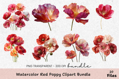 Red Poppy Clipart Bundle - Etb 403 - CraftNest - Digital Crafting and Art