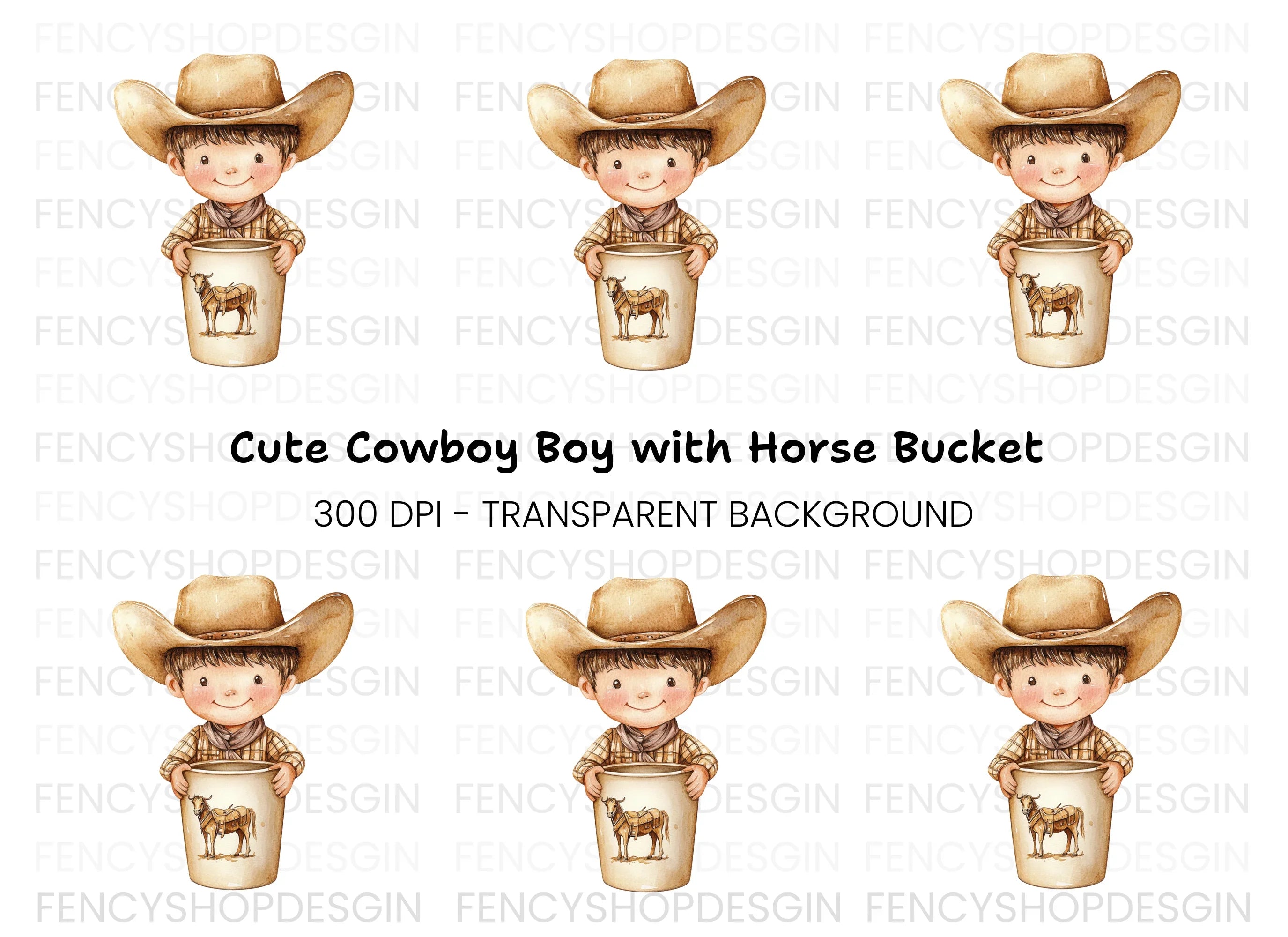 Cute Cowboy Kid with Horse Clipart Bundle