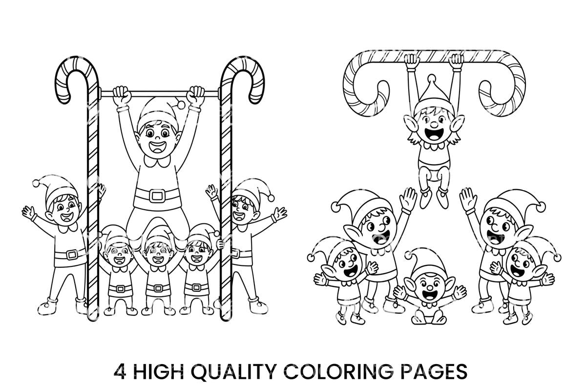 Festive Christmas Elves Coloring Books