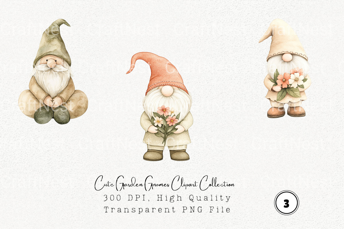 Cute Garden Gnomes Clipart Bundle