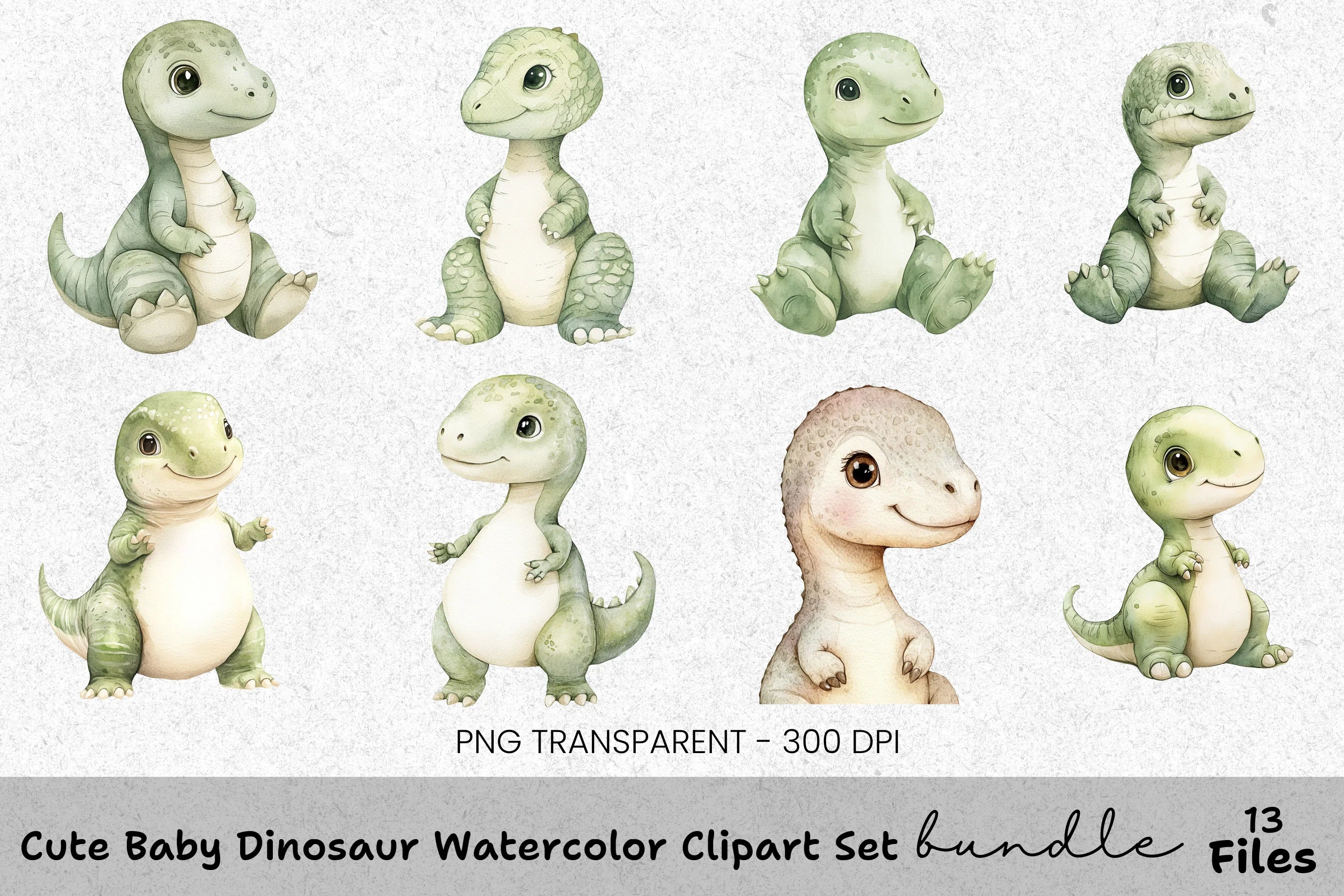 Cute Baby Dinosaur Clipart Bundle