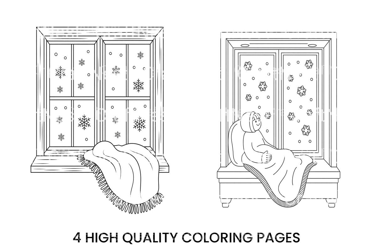Cozy Winter Window Scene Coloring Books