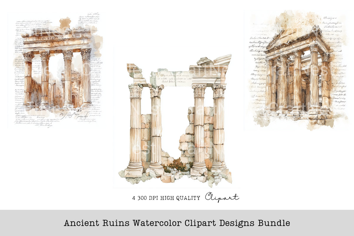 Ancient Ruins Designs Clipart Bundle
