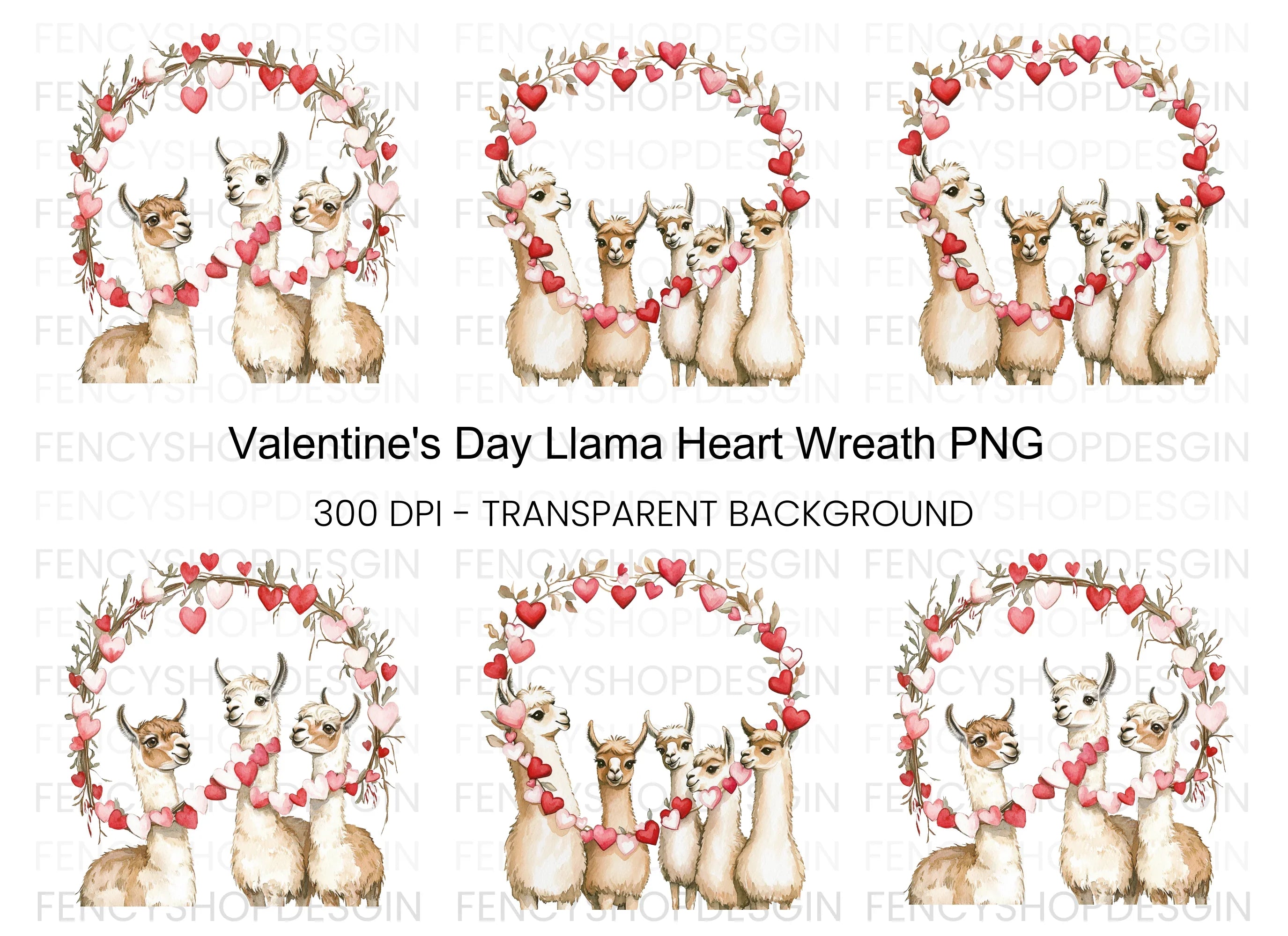 Cute Llama Valentine Day Clipart Bundle