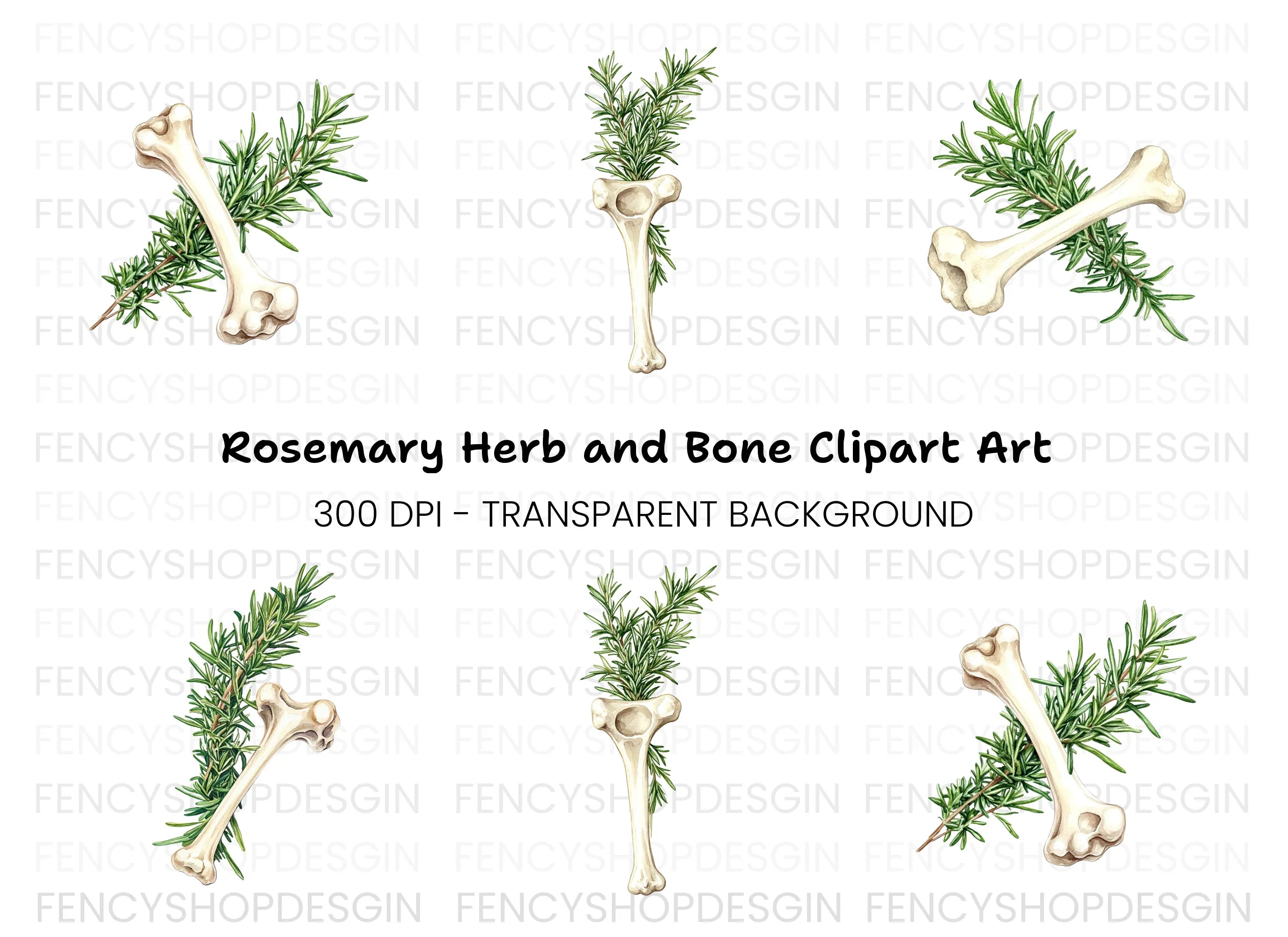 Rosemary and Bone Clipart Bundle