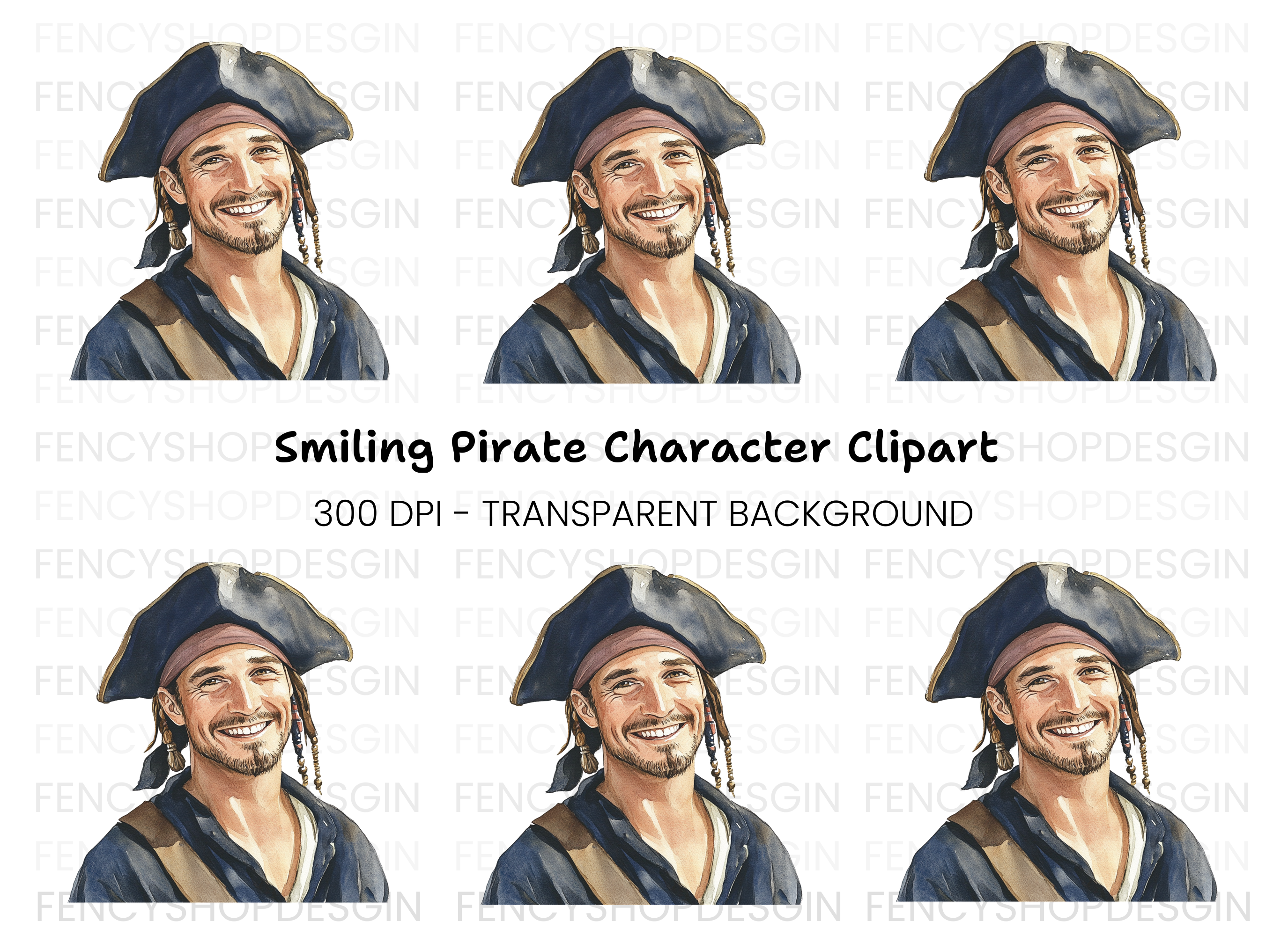 Smiling Pirate Clipart Bundle