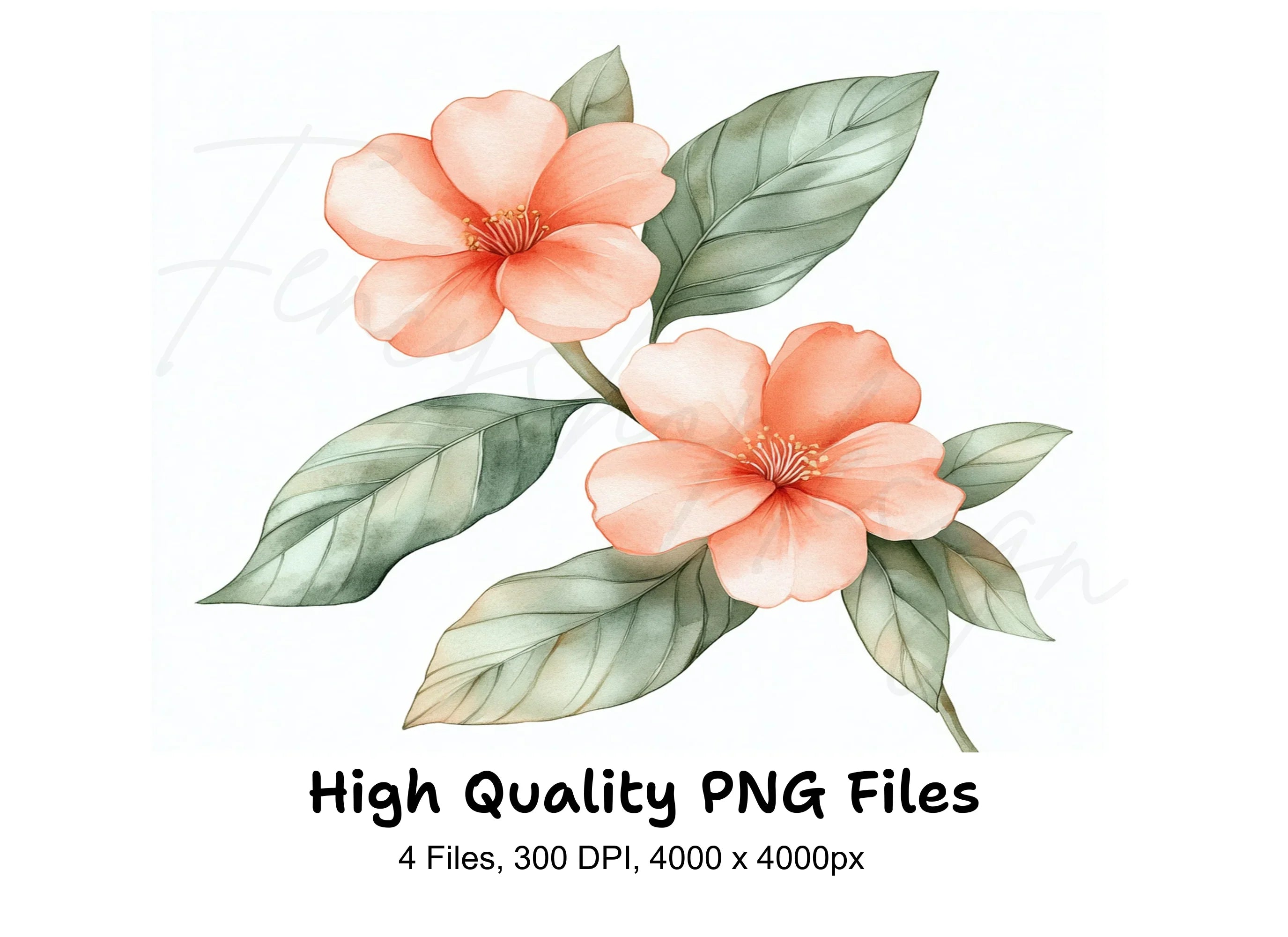 Peach Floral Clipart Bundle