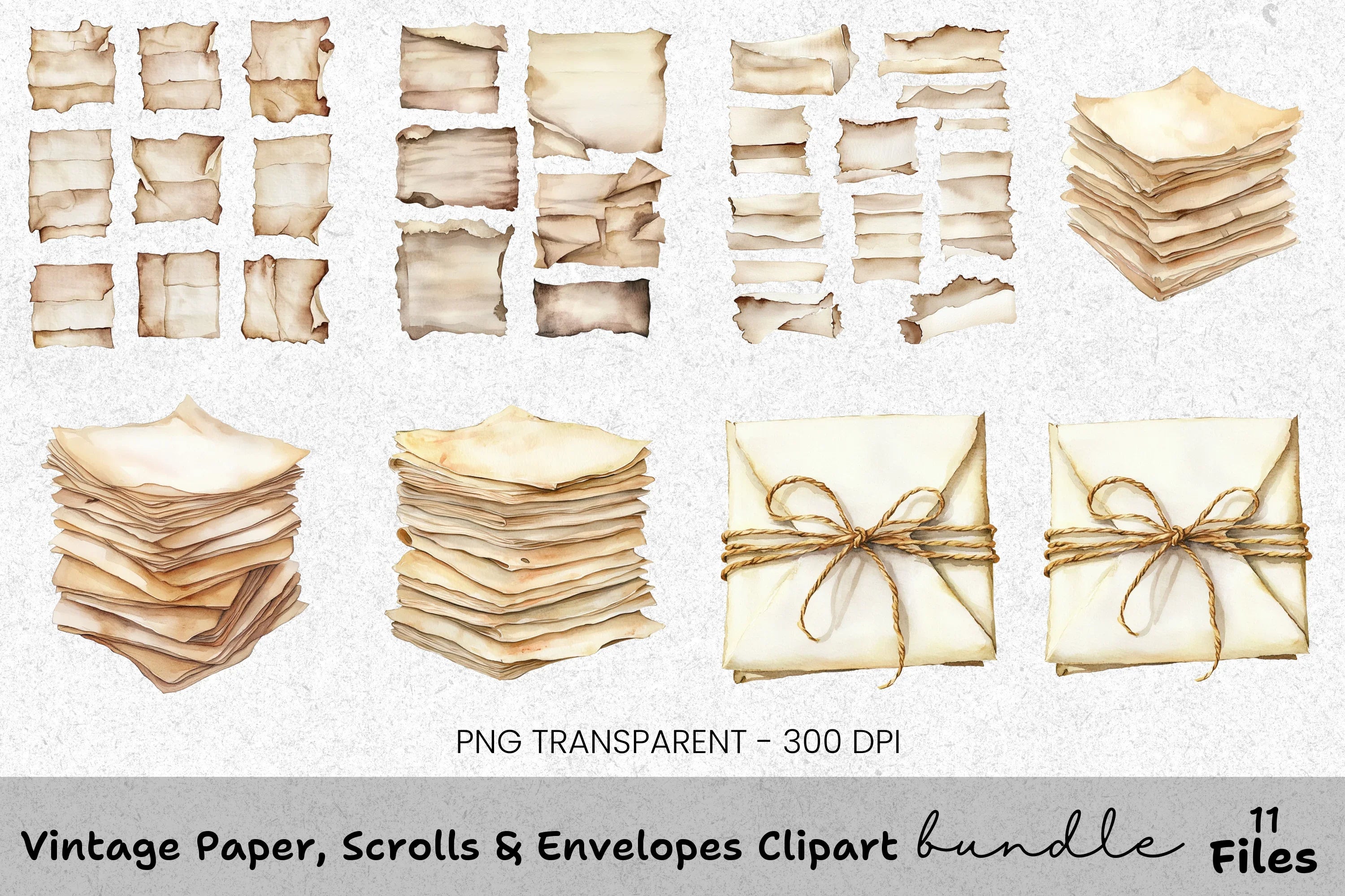 Vintage Scrolls Envelopes Clipart Bundle