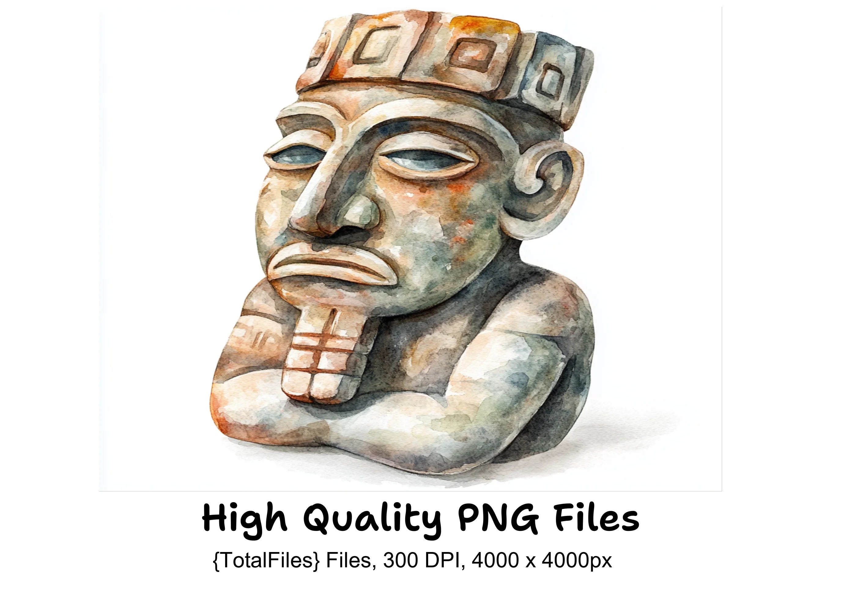Mayan Civilization Stone Carvings Clipart Bundle