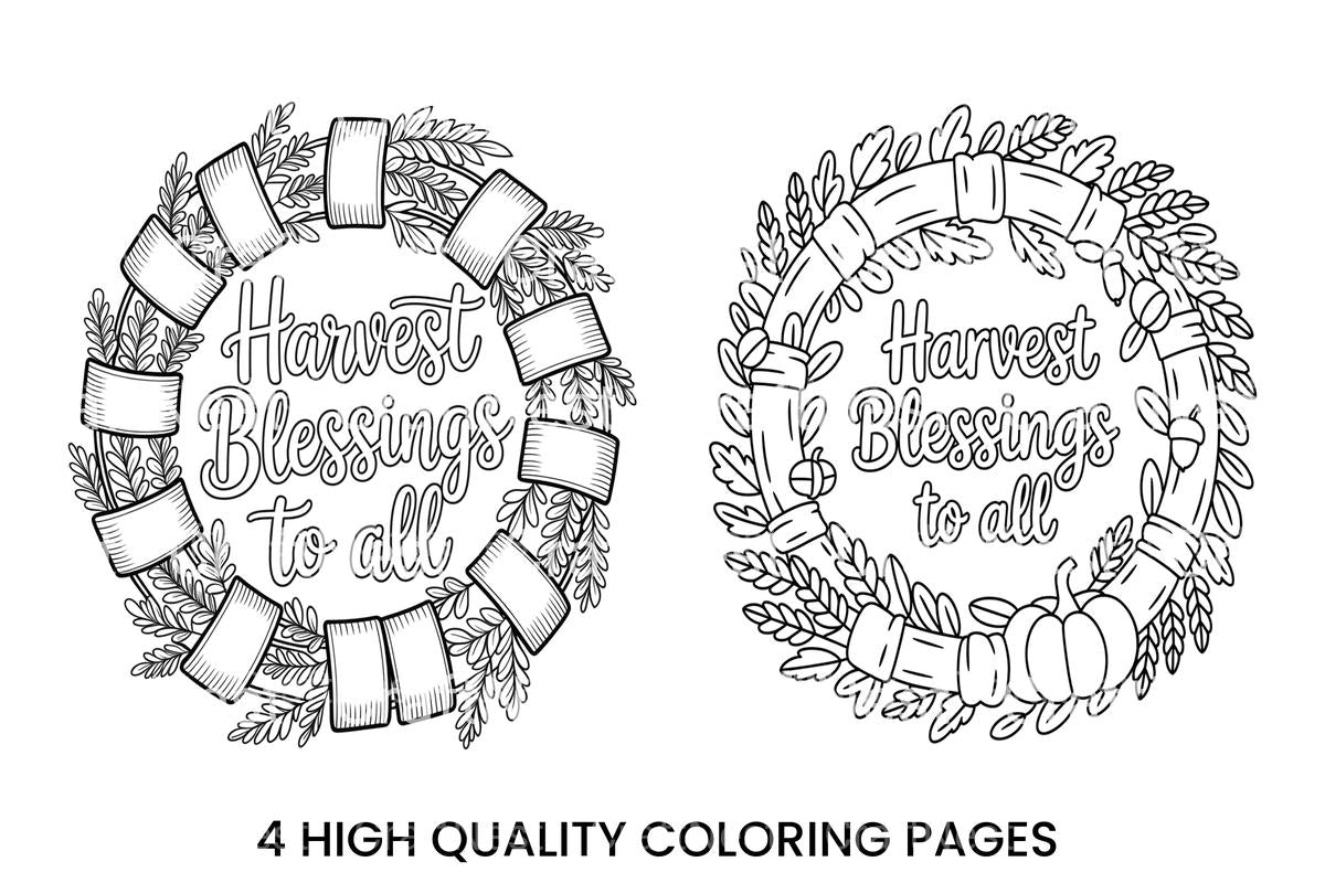 Harvest Blessings Wreath Coloring Books