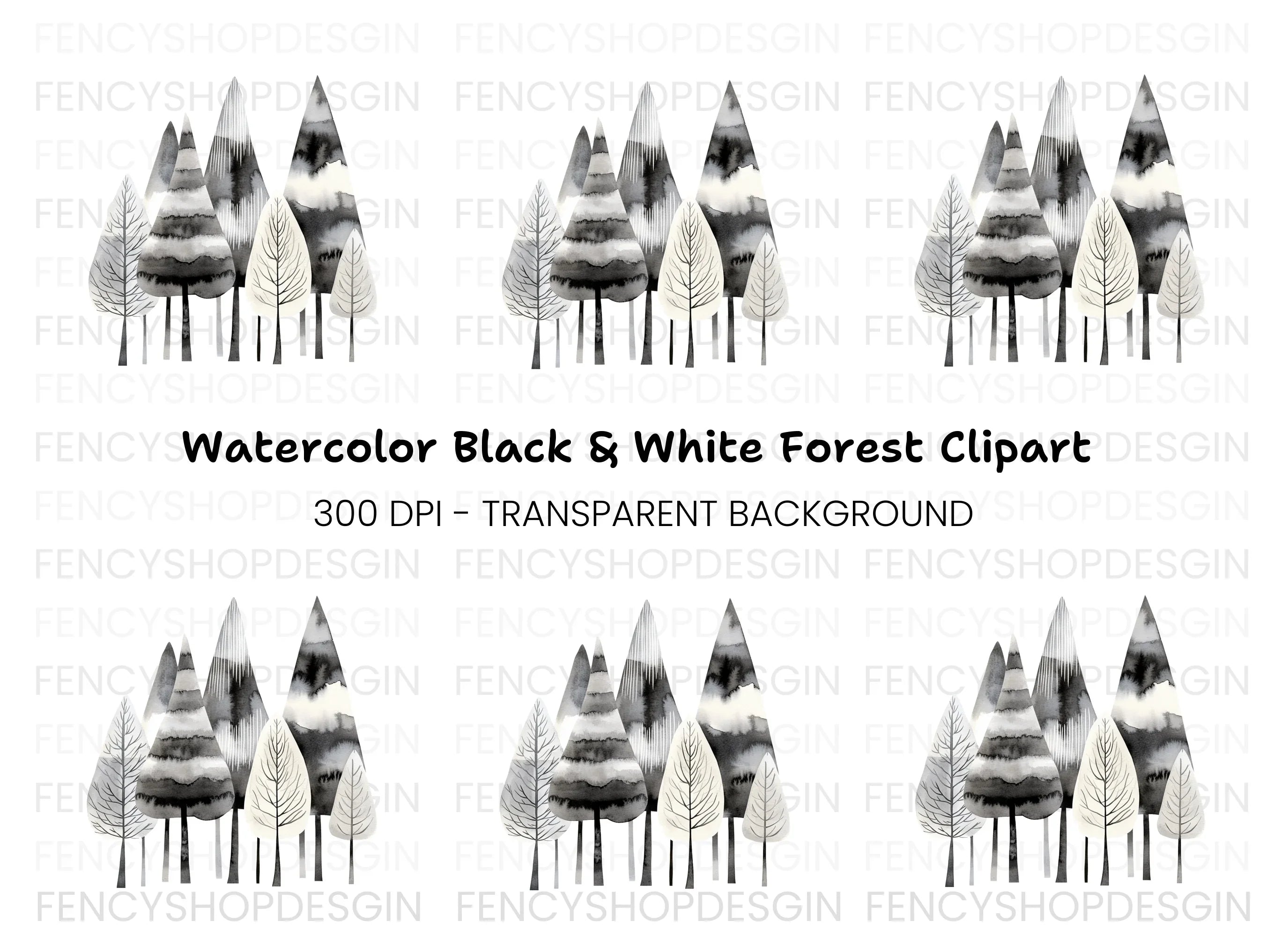 Forest Trees Clipart Bundle