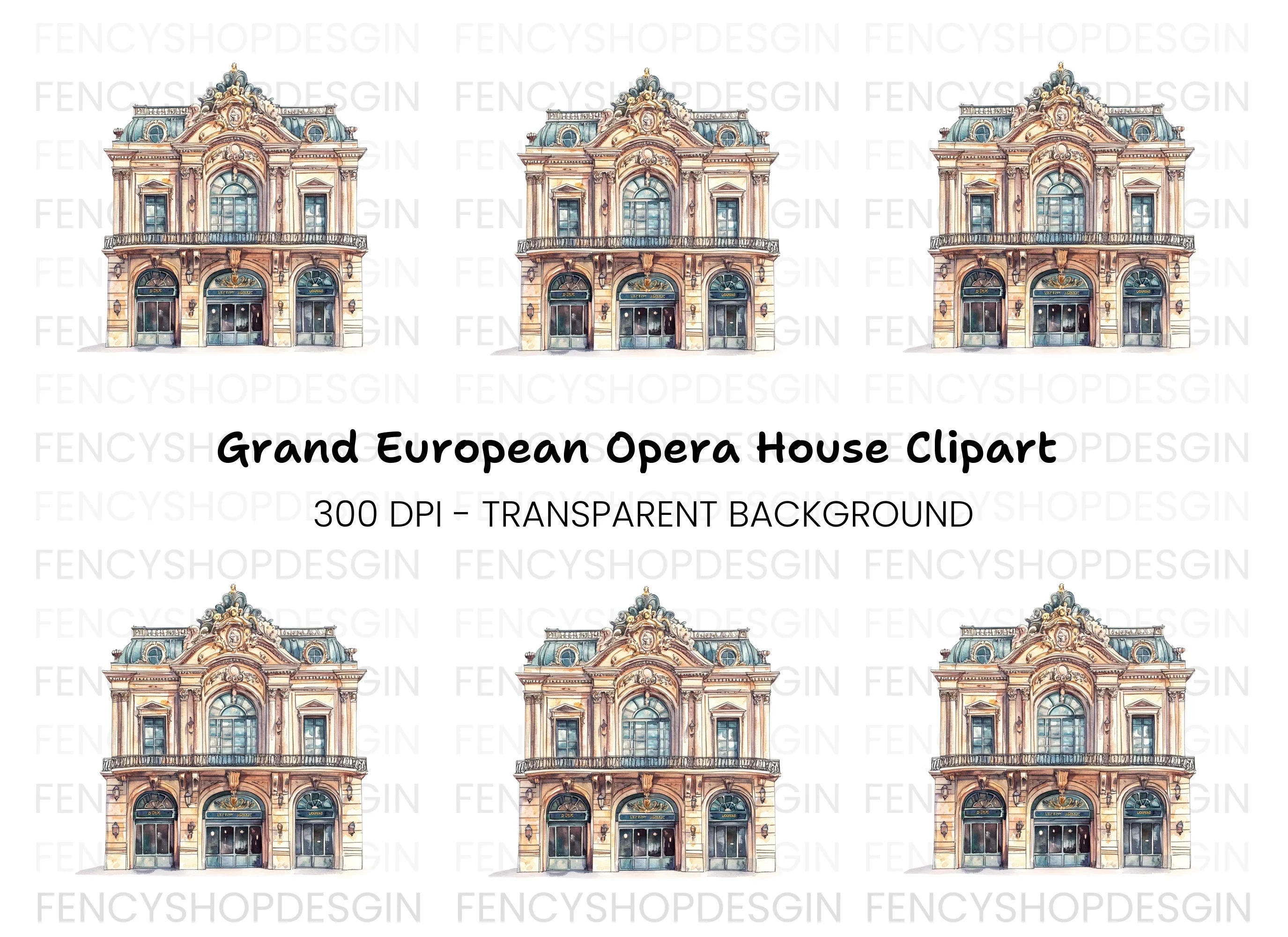 Elegant Parisian Building Clipart Bundle
