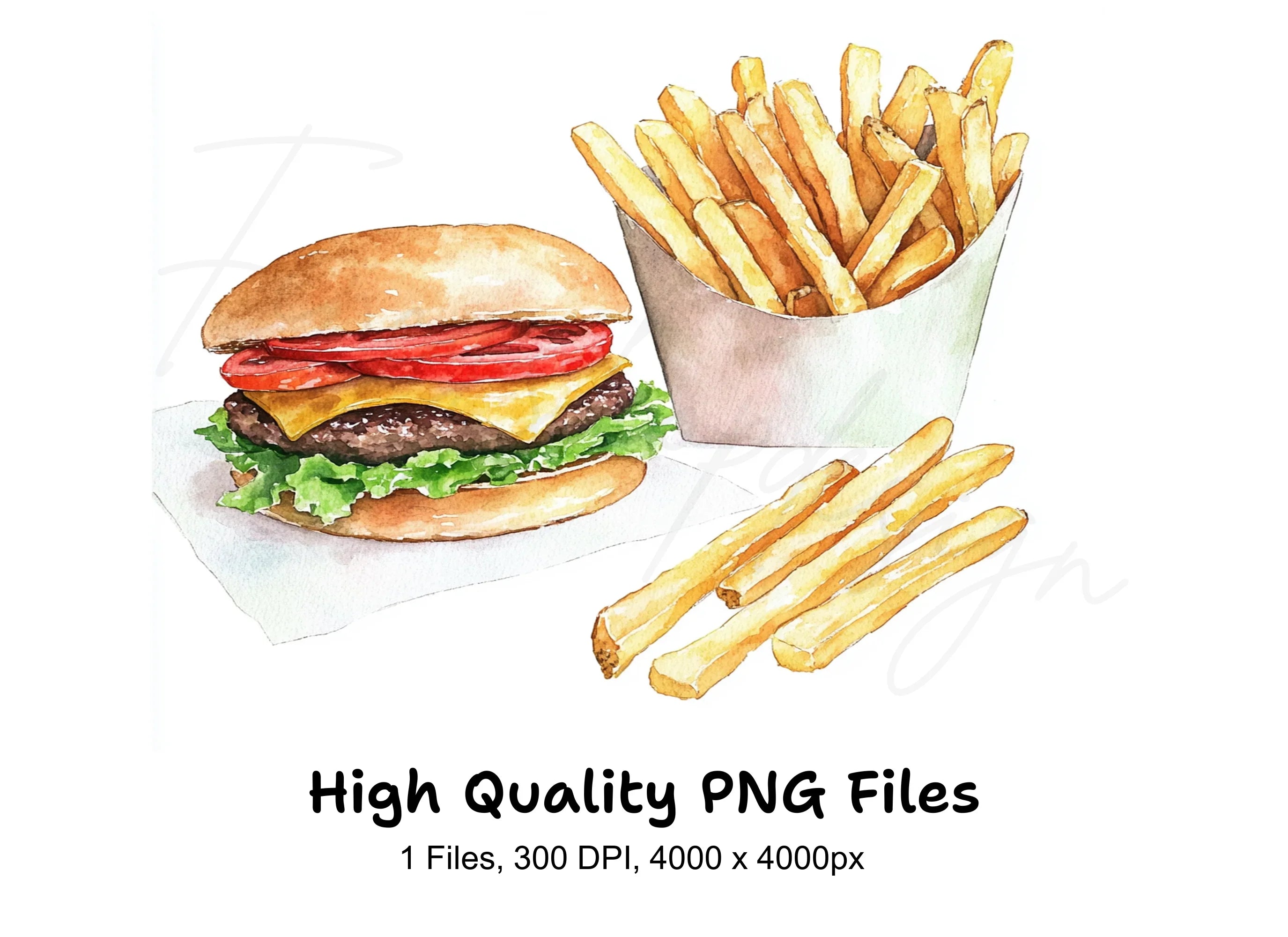 Burger and Fries Clipart Bundle