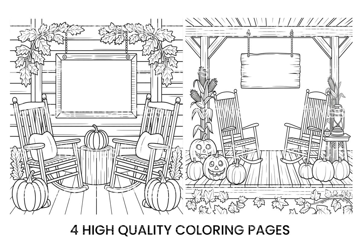 Autumn Porch Scene Coloring Books