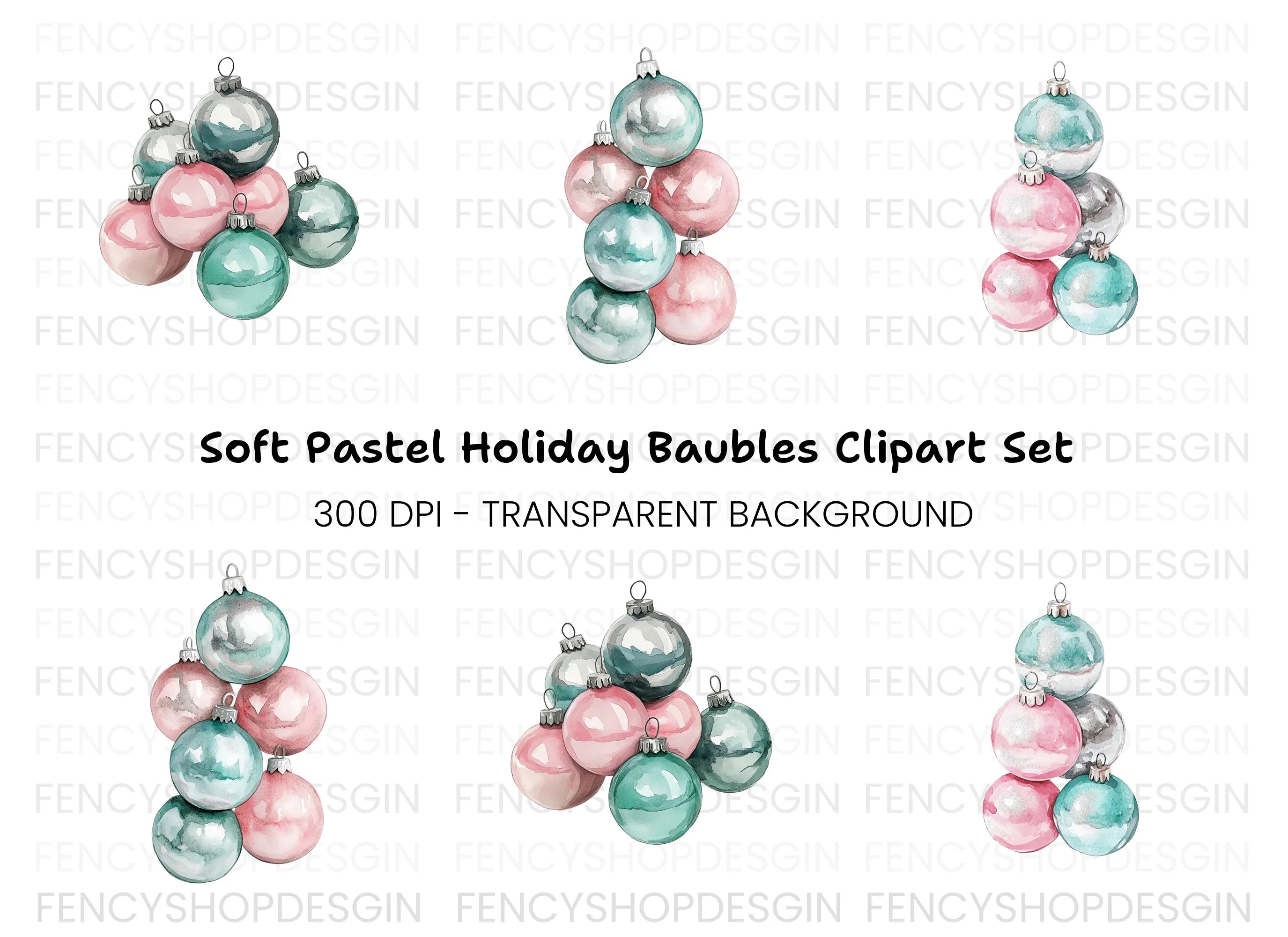 Christmas Ornament Stacks Clipart Bundle
