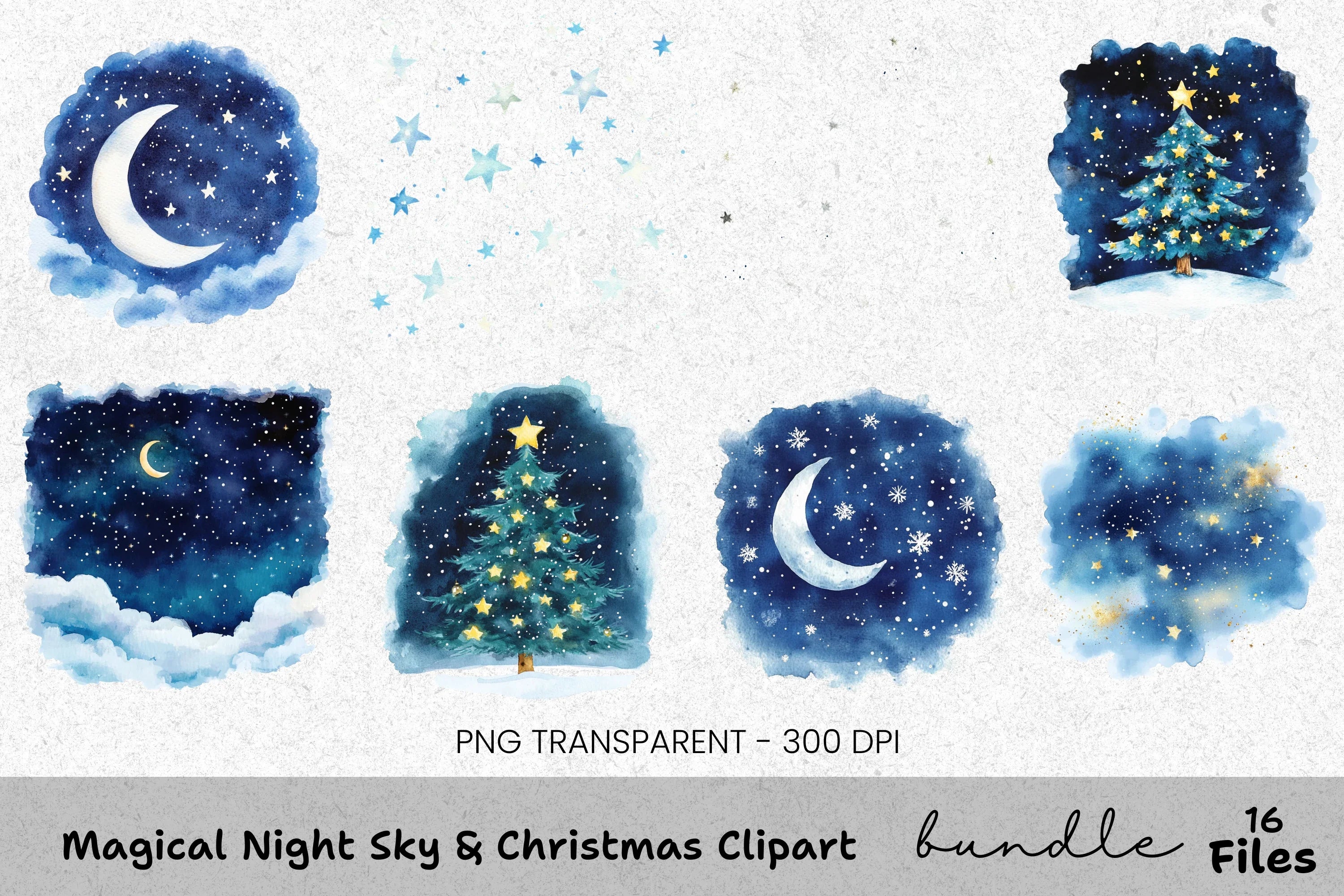 Magical Winter Night Clipart Bundle