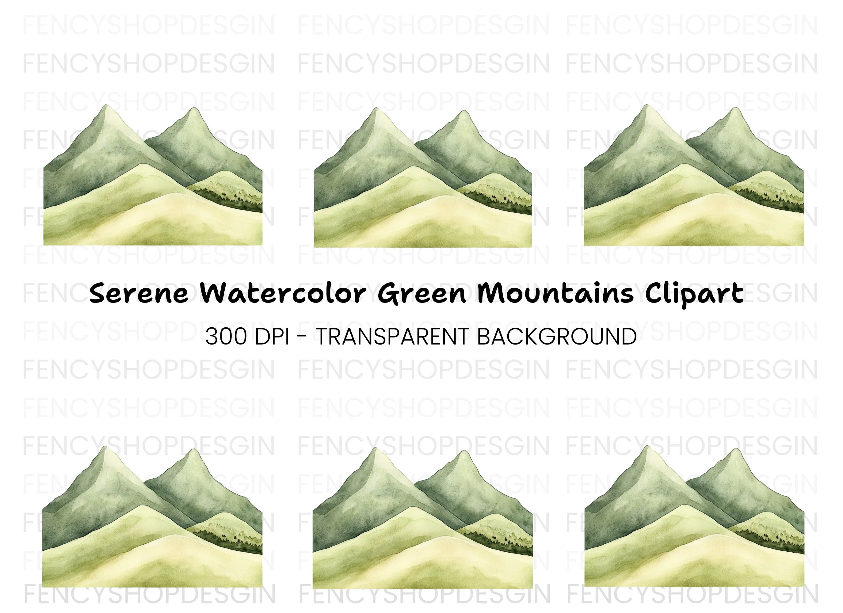 Green Mountain Landscape Clipart Bundle