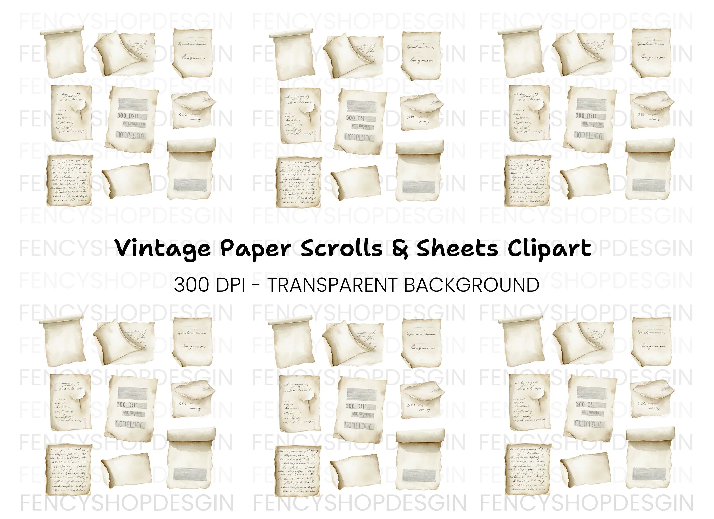 Assorted Vintage Scrolls Clipart Bundle
