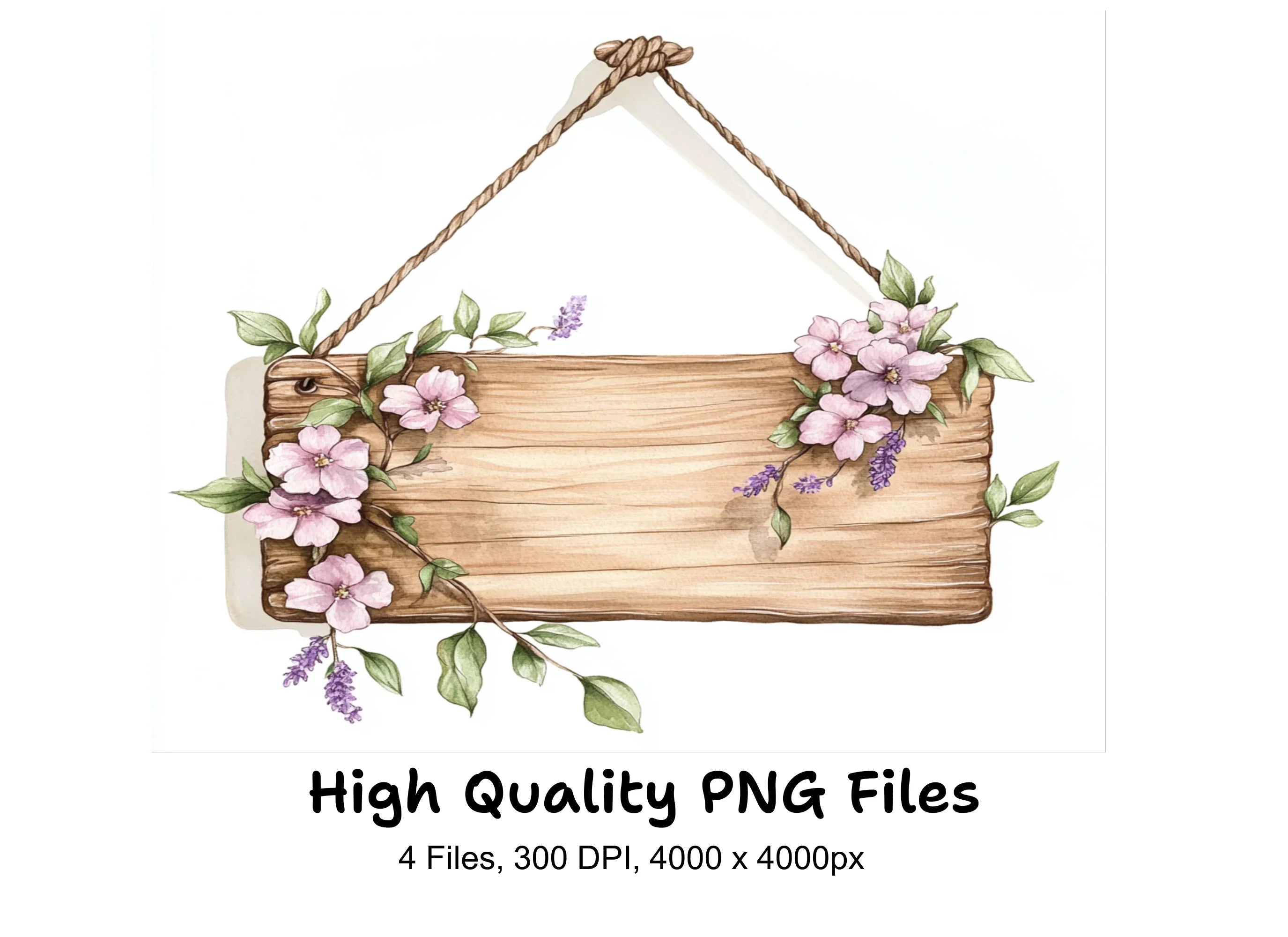 Floral Wooden Signs Clipart Bundle