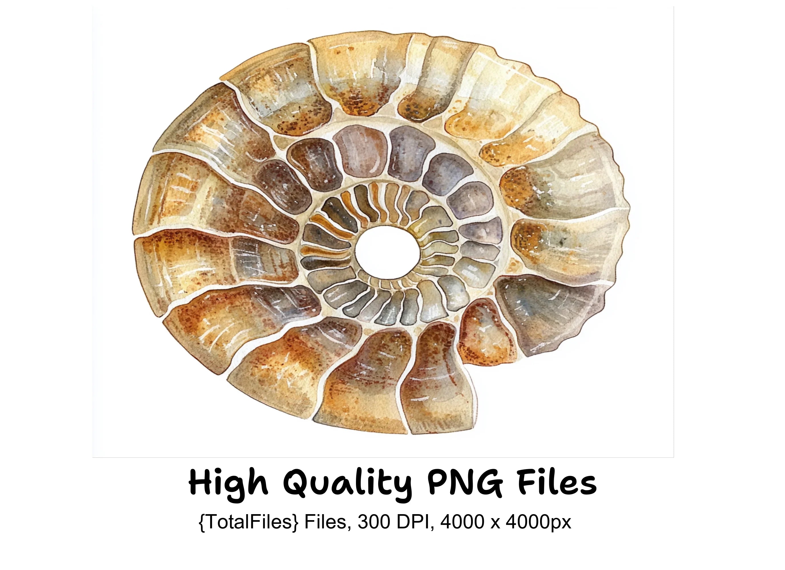 Ammonite Fossil Clipart Bundle