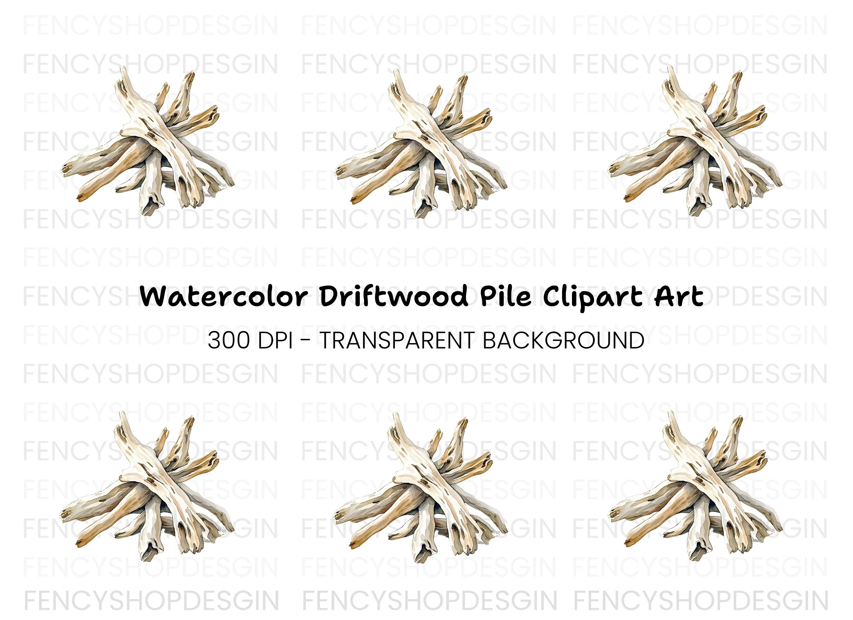 Driftwood Stack Clipart Bundle