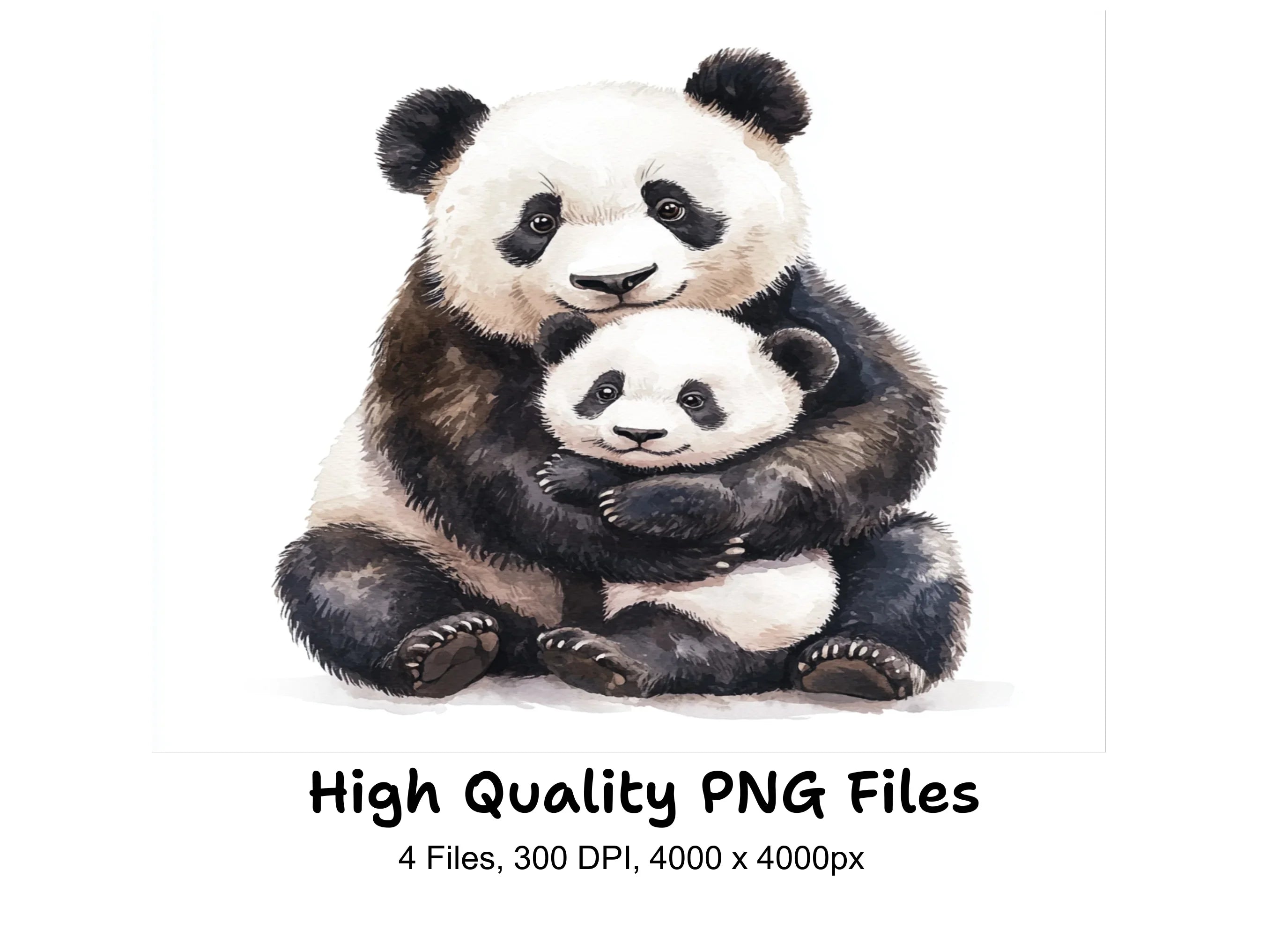 Cute Panda Mom and Baby Clipart Bundle