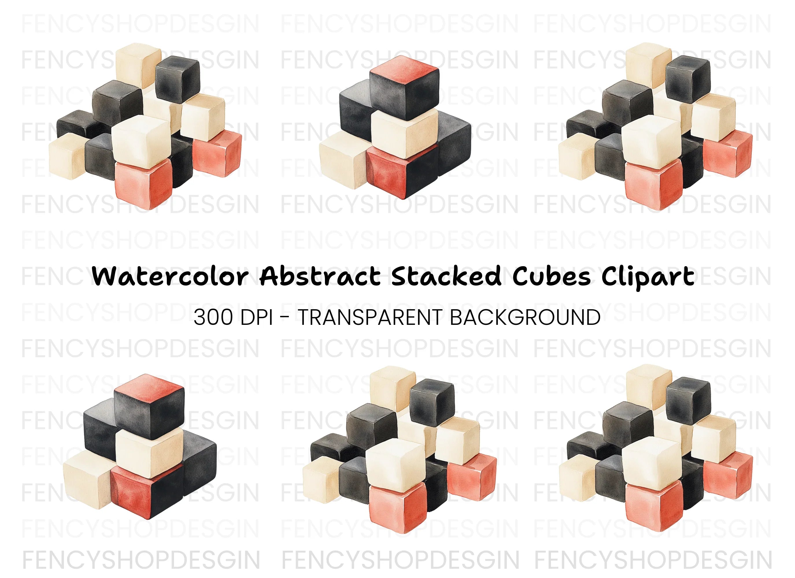 Pyramid Cube Arrangement Clipart Bundle